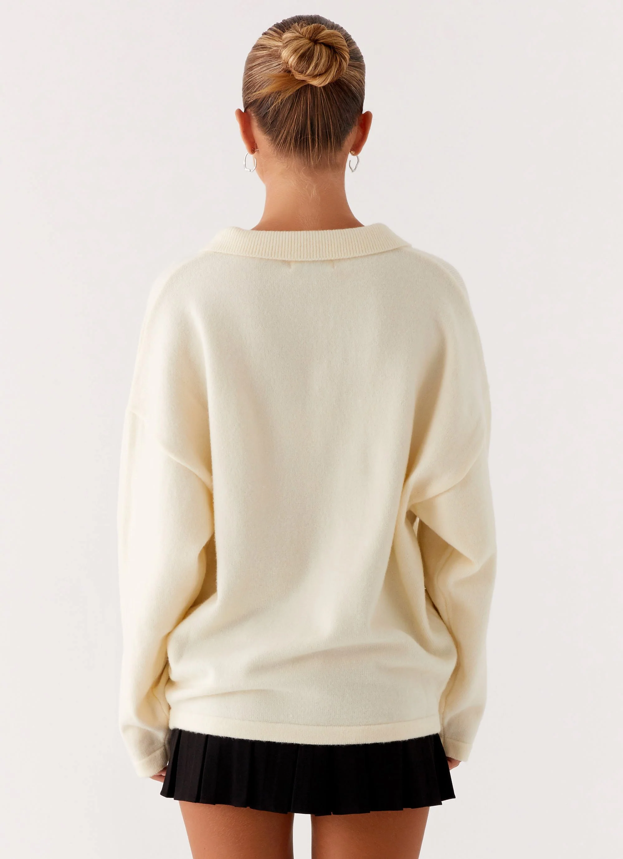 Dorian Button Knit Sweater - Ivory - Image 4