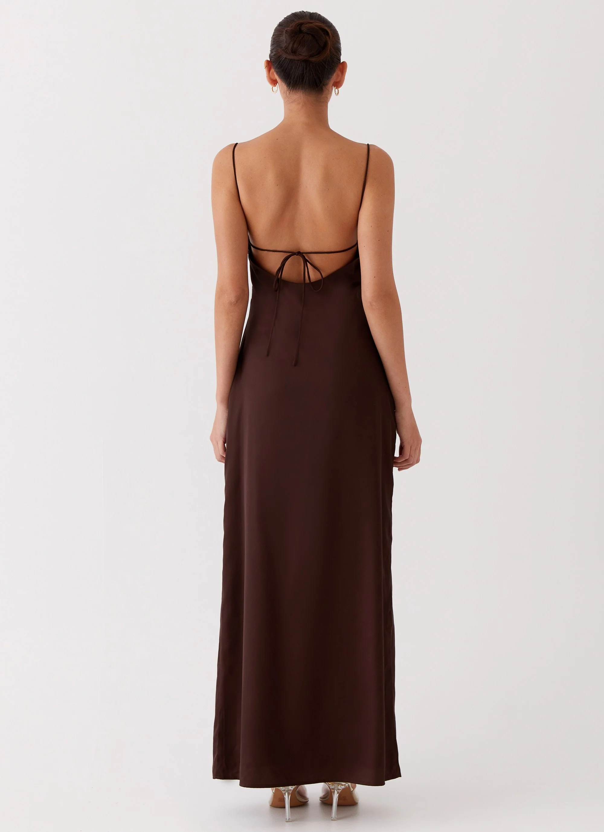 Dream Sight Lace Satin Maxi Dress - Chocolate - Image 5