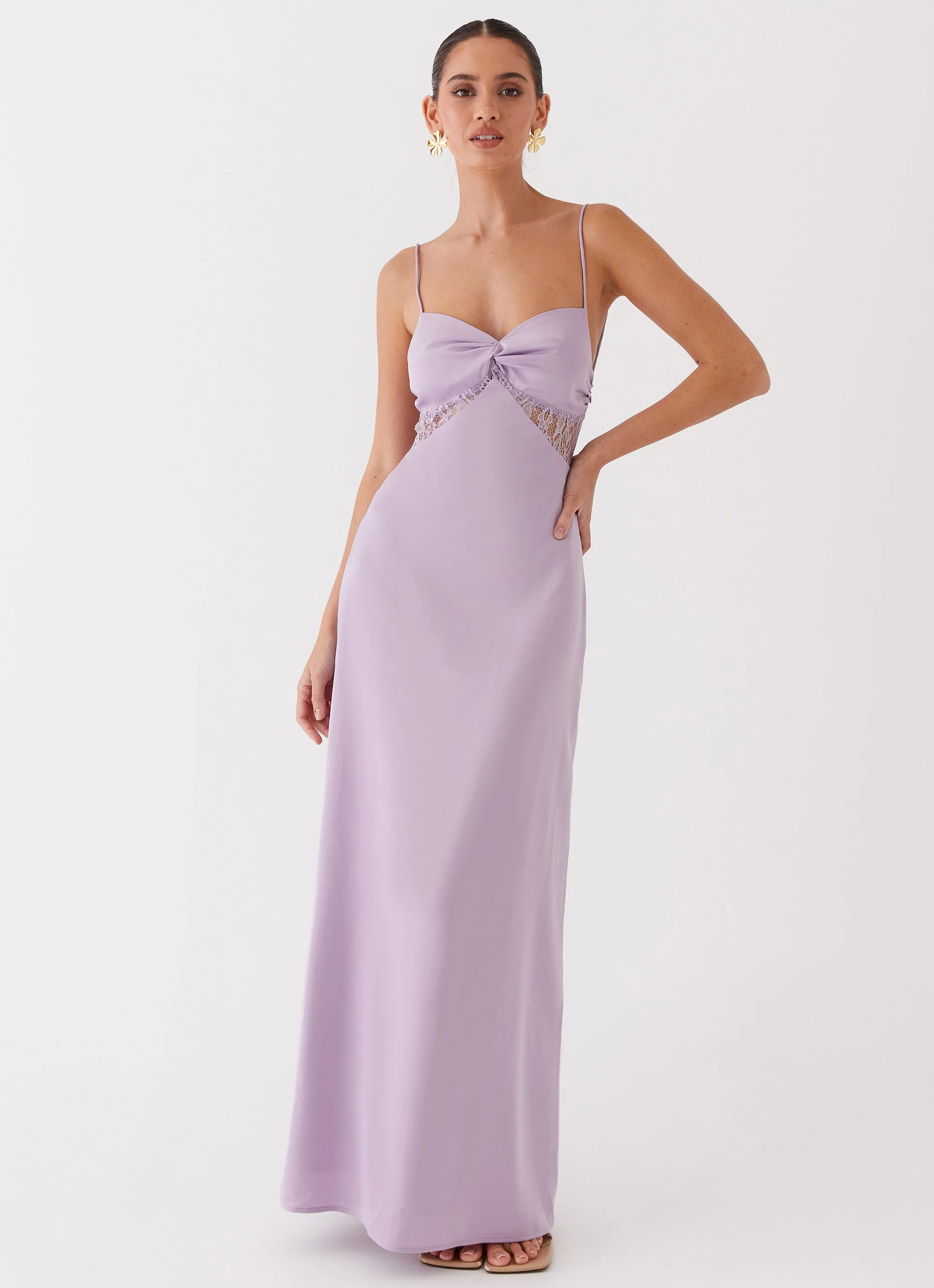 Dream Sight Lace Satin Maxi Dress - Lilac - Image 3