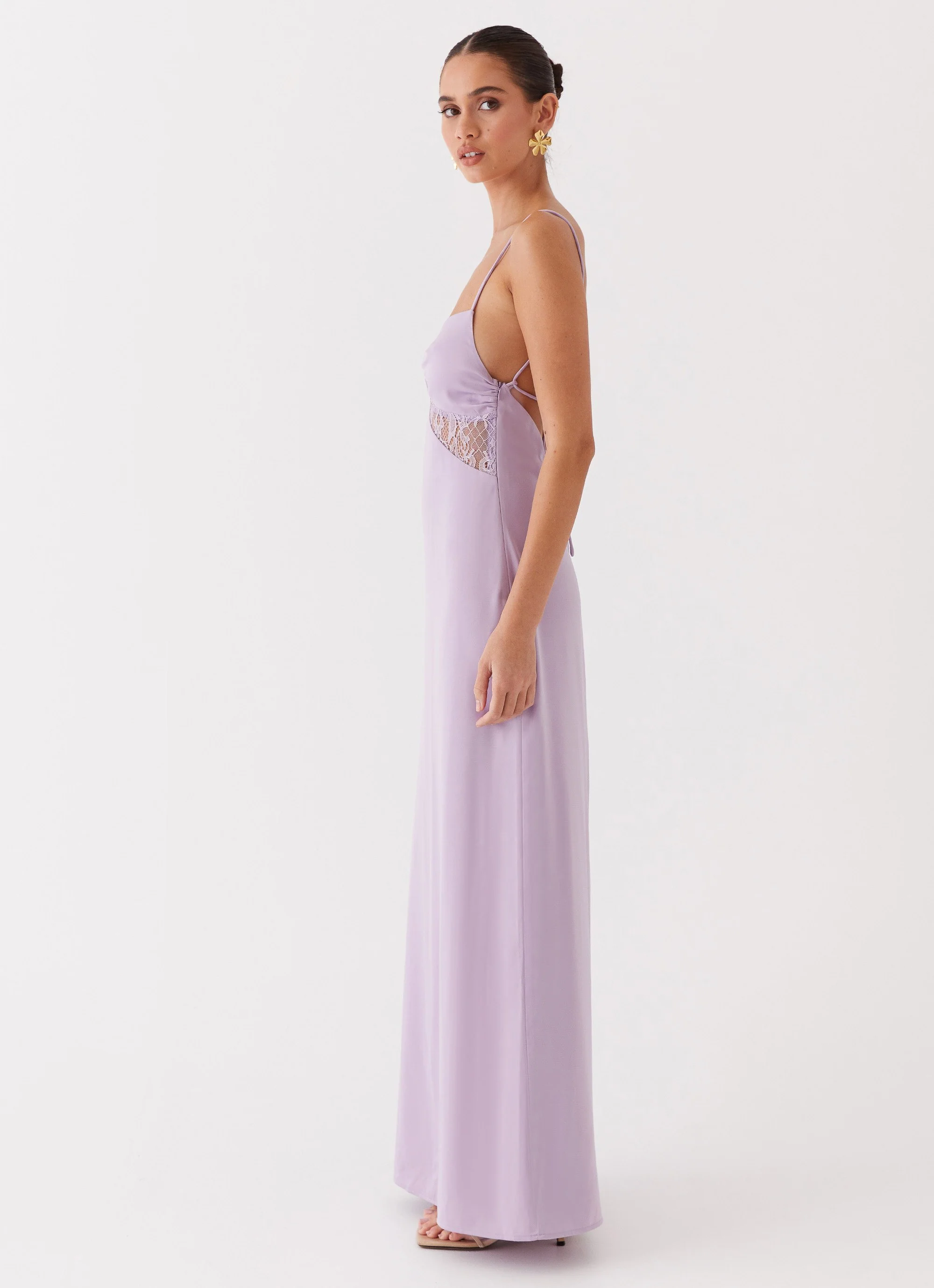 Dream Sight Lace Satin Maxi Dress - Lilac - Image 5