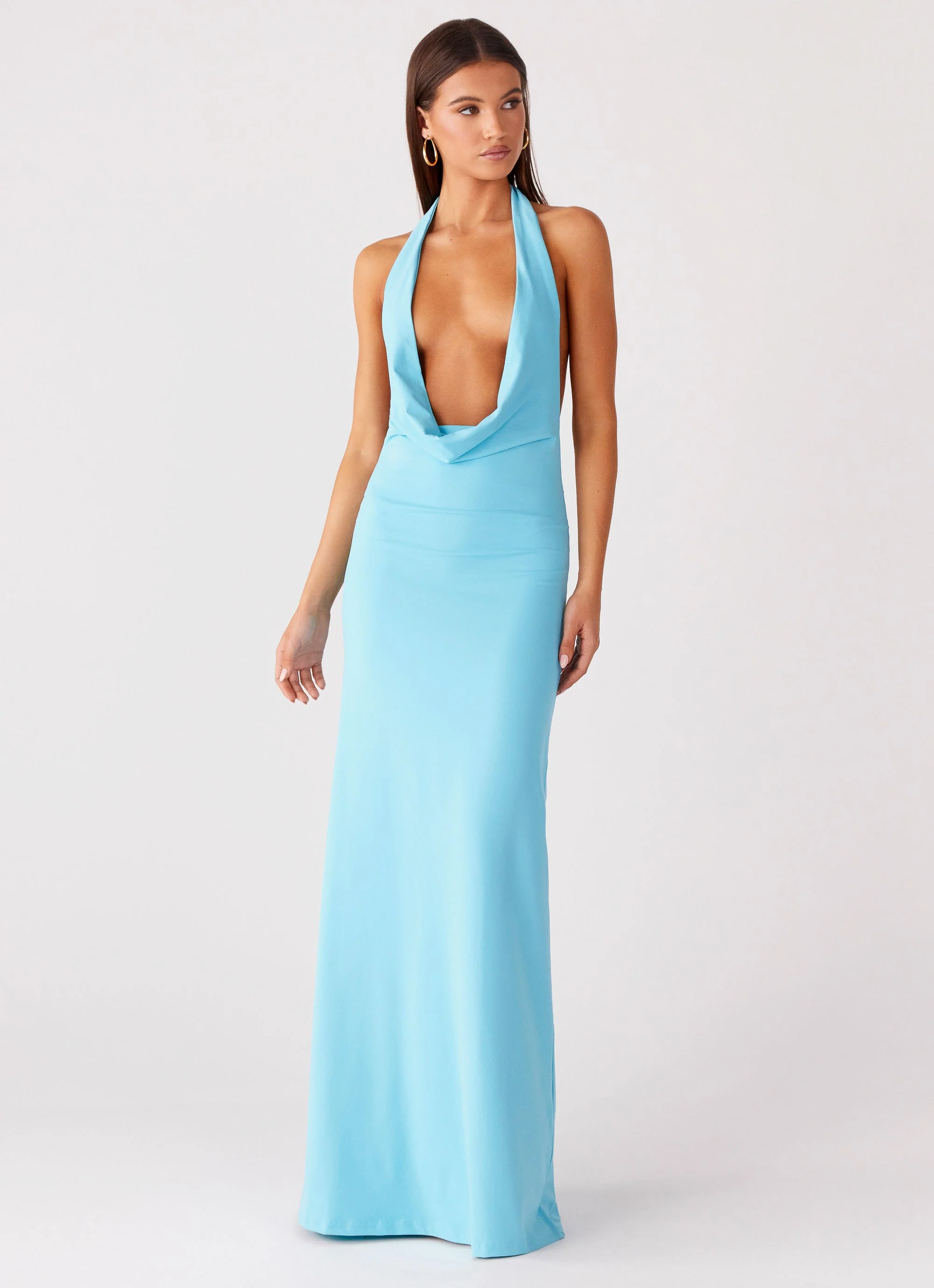 Driftwood Cowl Maxi Dress - Turquoise - Image 5