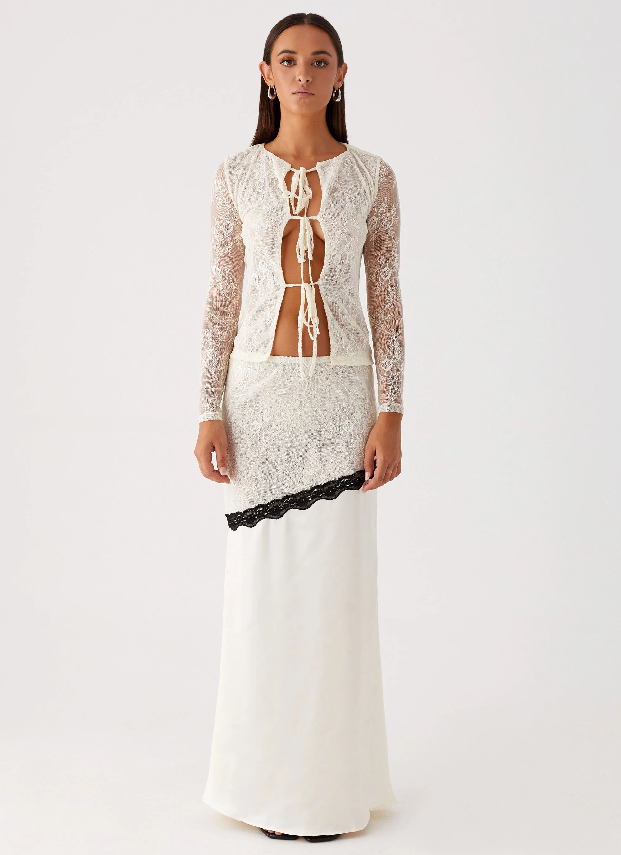 Duet Lace Maxi Skirt - Ivory - Image 3