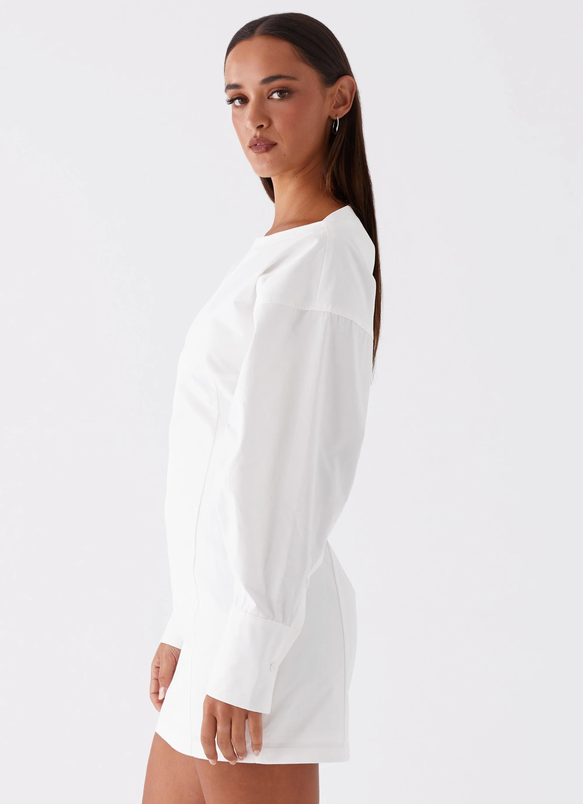 Dynasty Shirt Mini Dress - White - Image 3