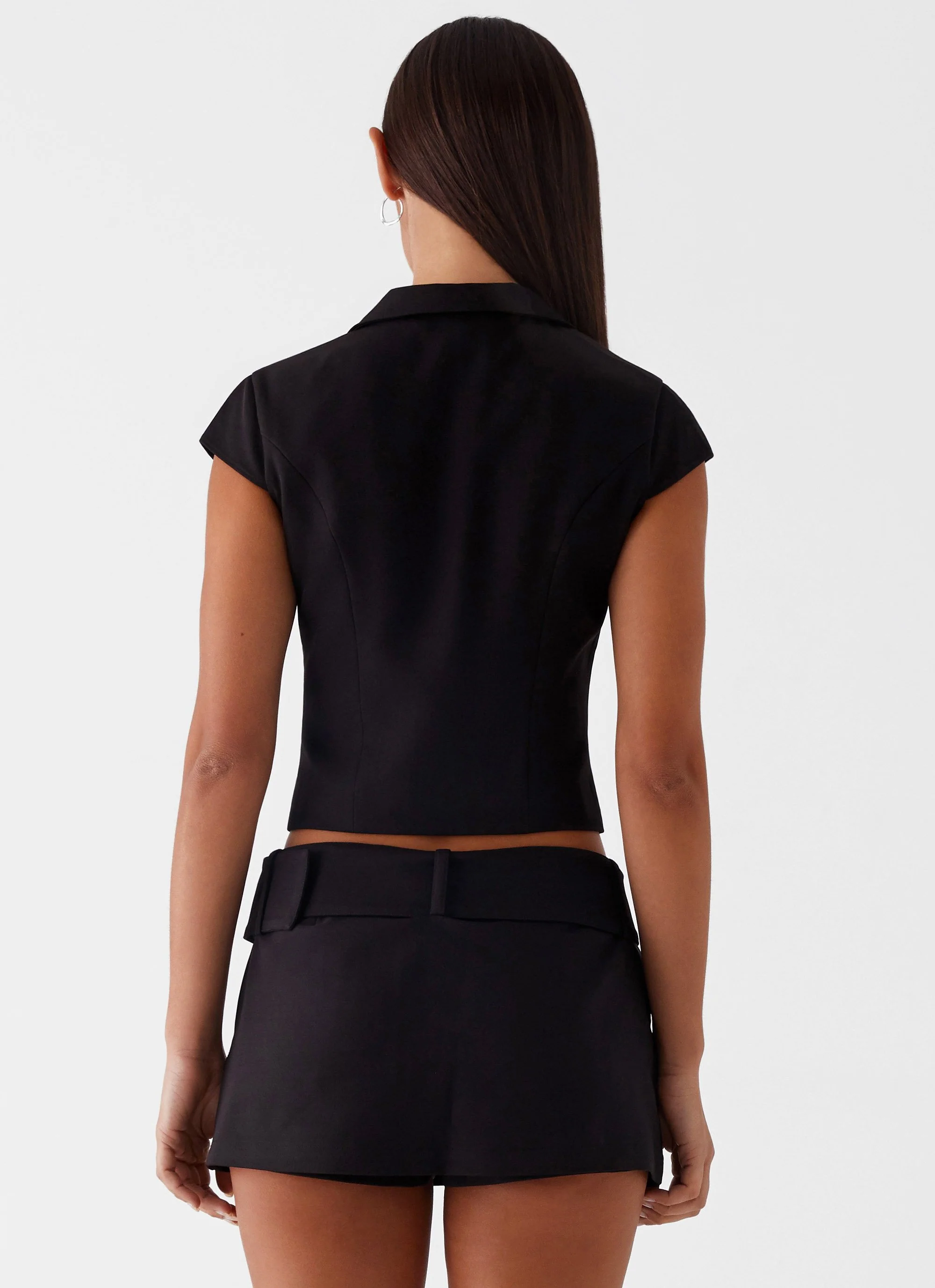 Eadie Tie Front Top - Black - Image 4