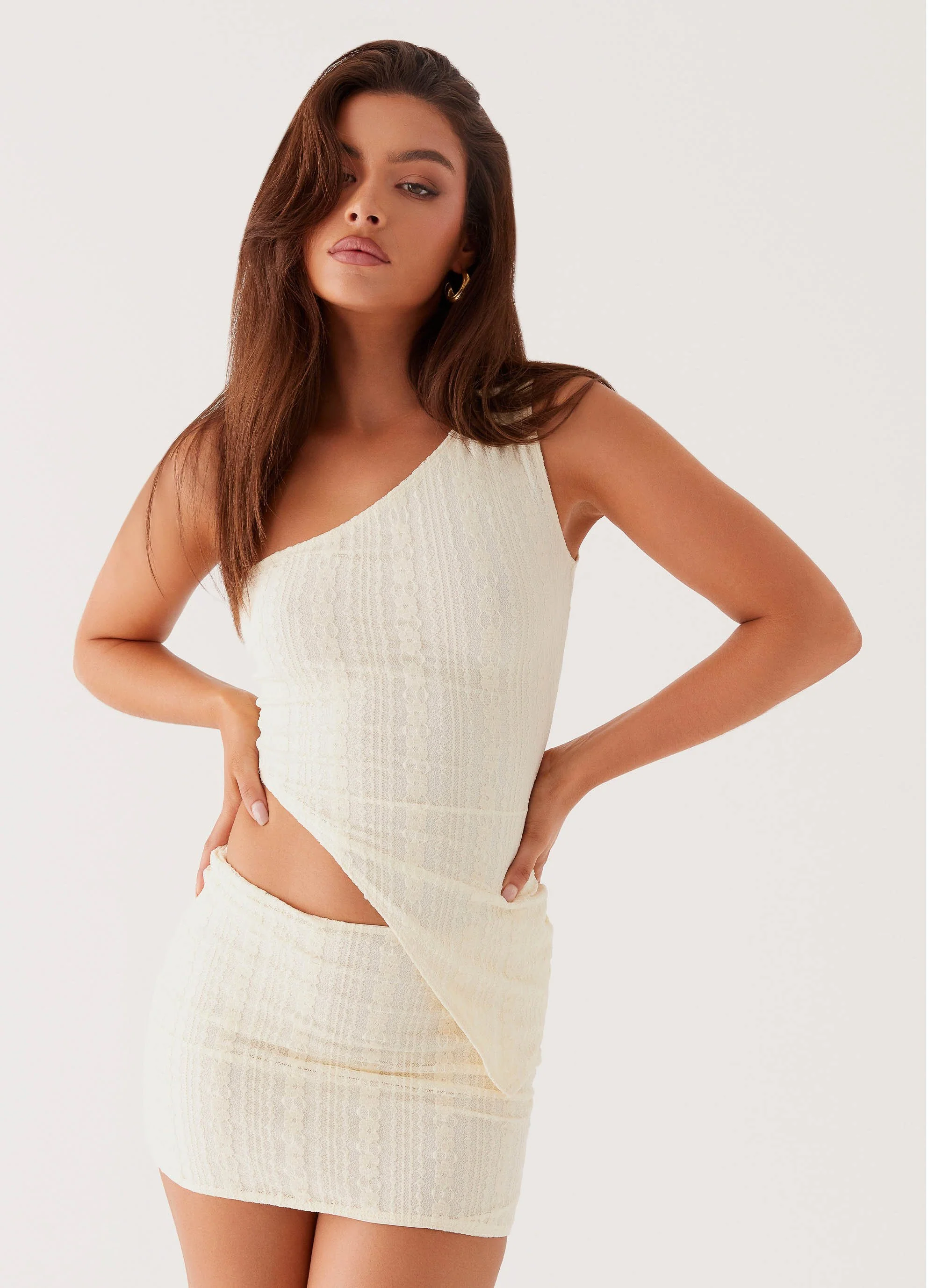 Easy On The Heart Low Rise Mini Skirt - Ivory - Image 6