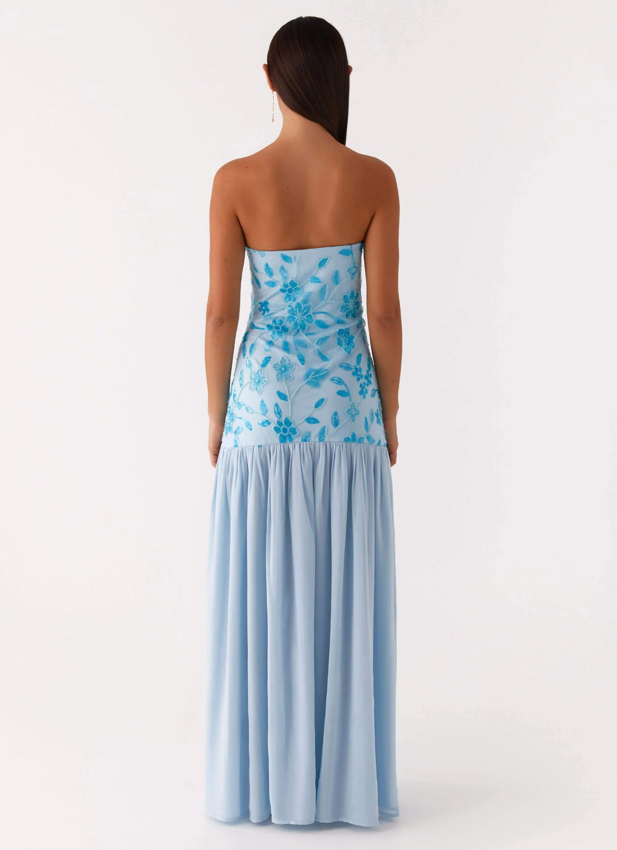 Eden Strapless Beaded Maxi Dress - Blue - Image 2
