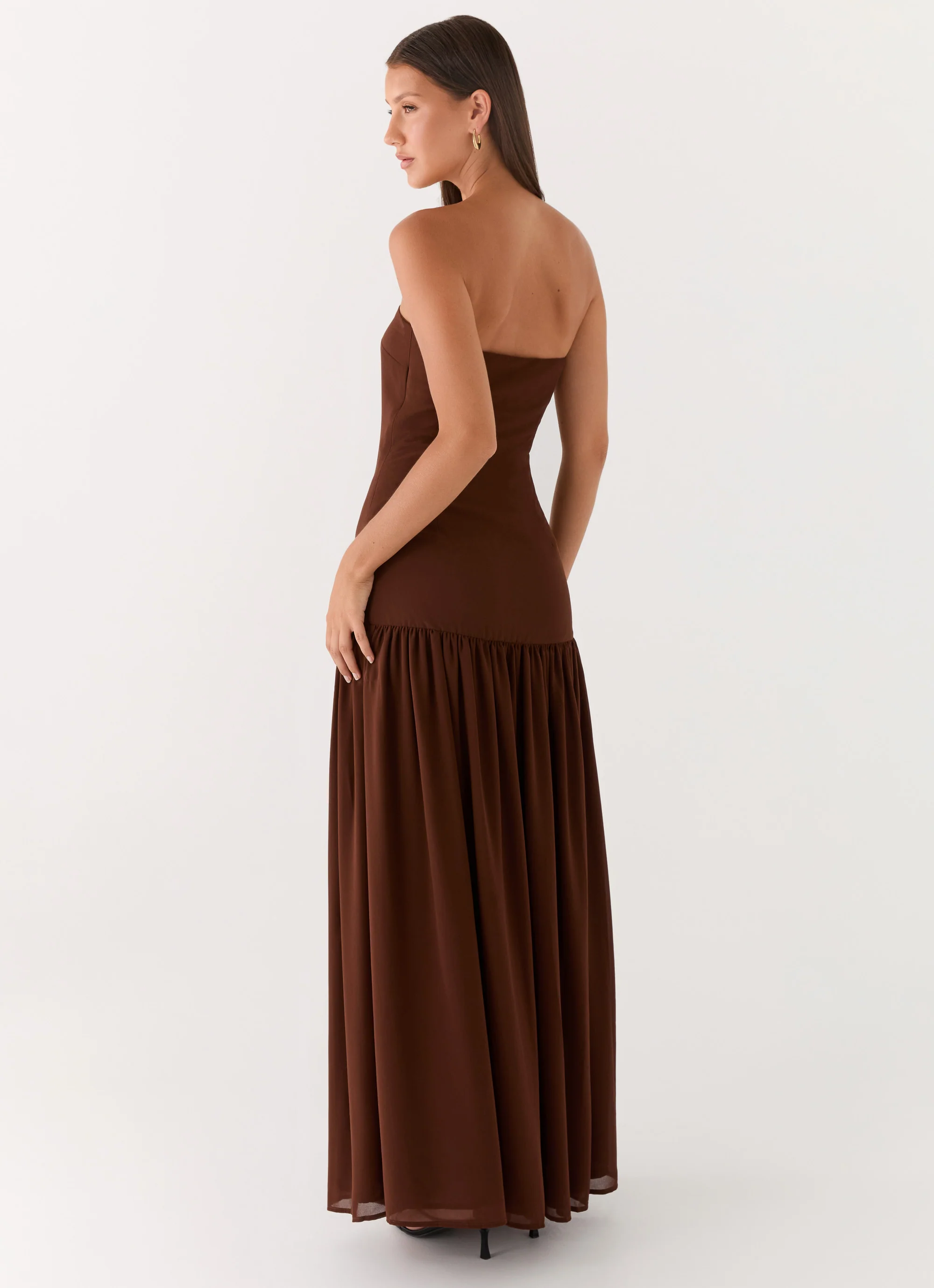 Eden Strapless Maxi Dress - Brown - Image 4