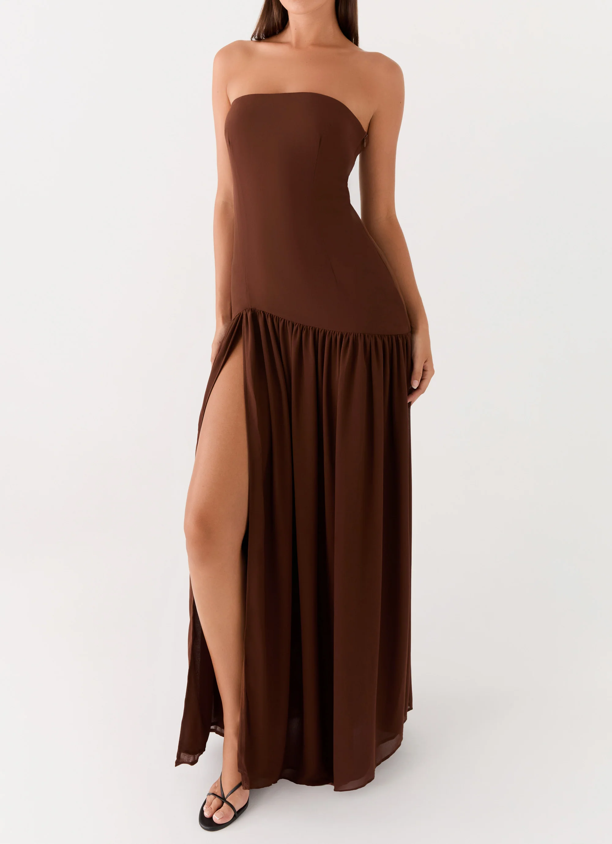 Eden Strapless Maxi Dress - Brown - Image 5