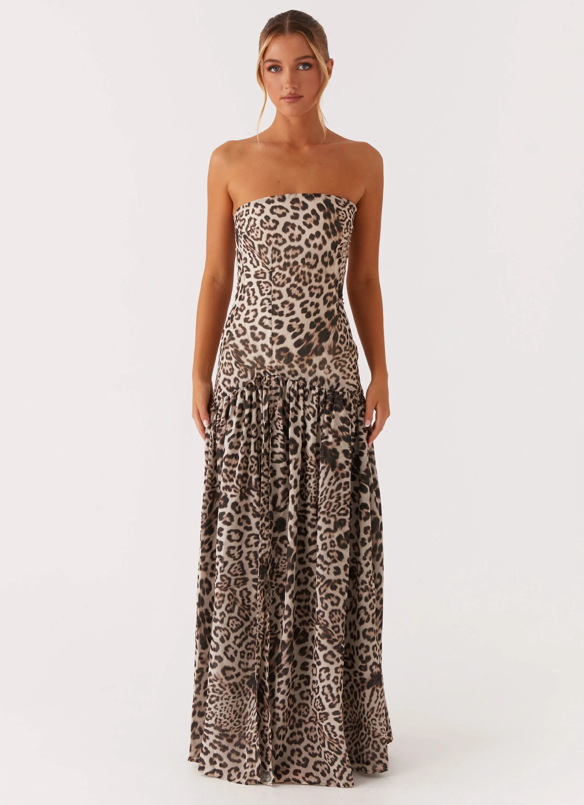 Eden Strapless Maxi Dress - Leopard - Image 2