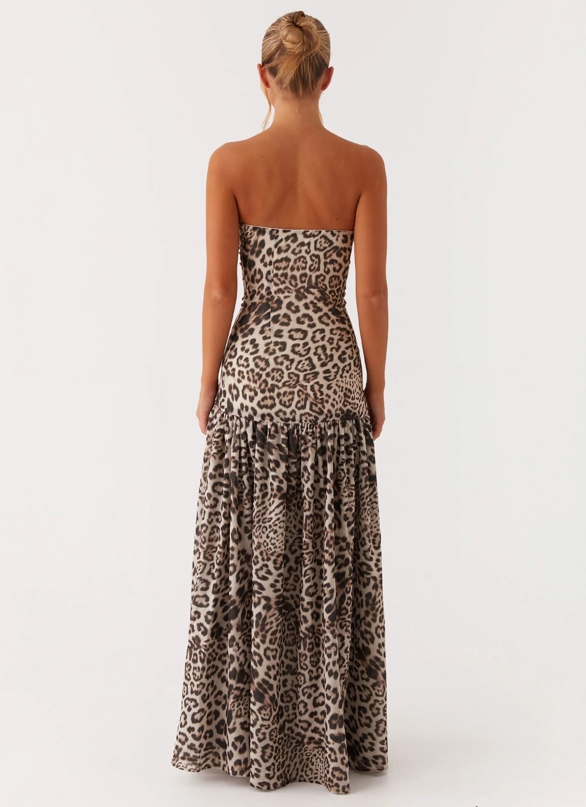 Eden Strapless Maxi Dress - Leopard - Image 4