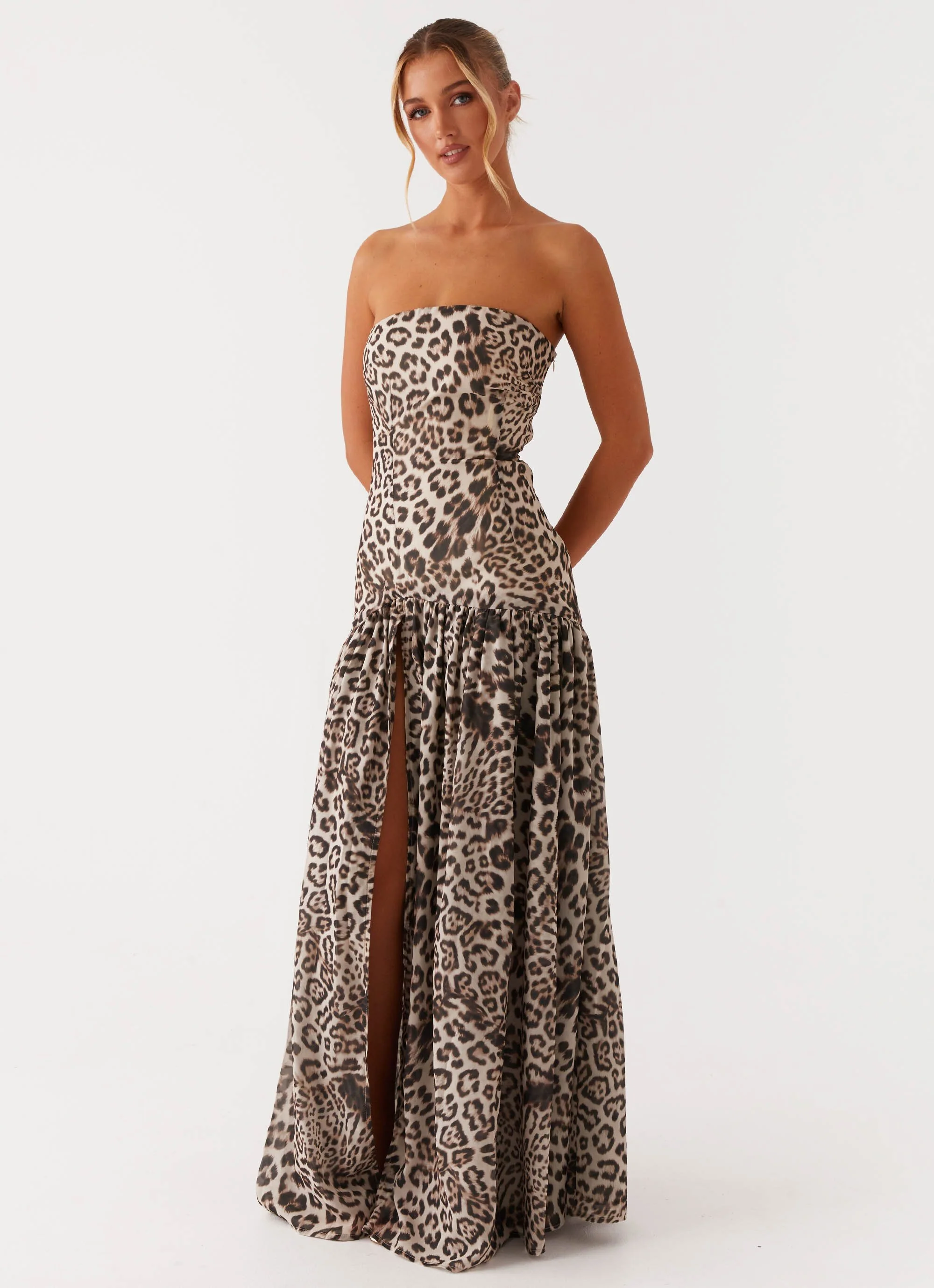 Eden Strapless Maxi Dress - Leopard - Image 6