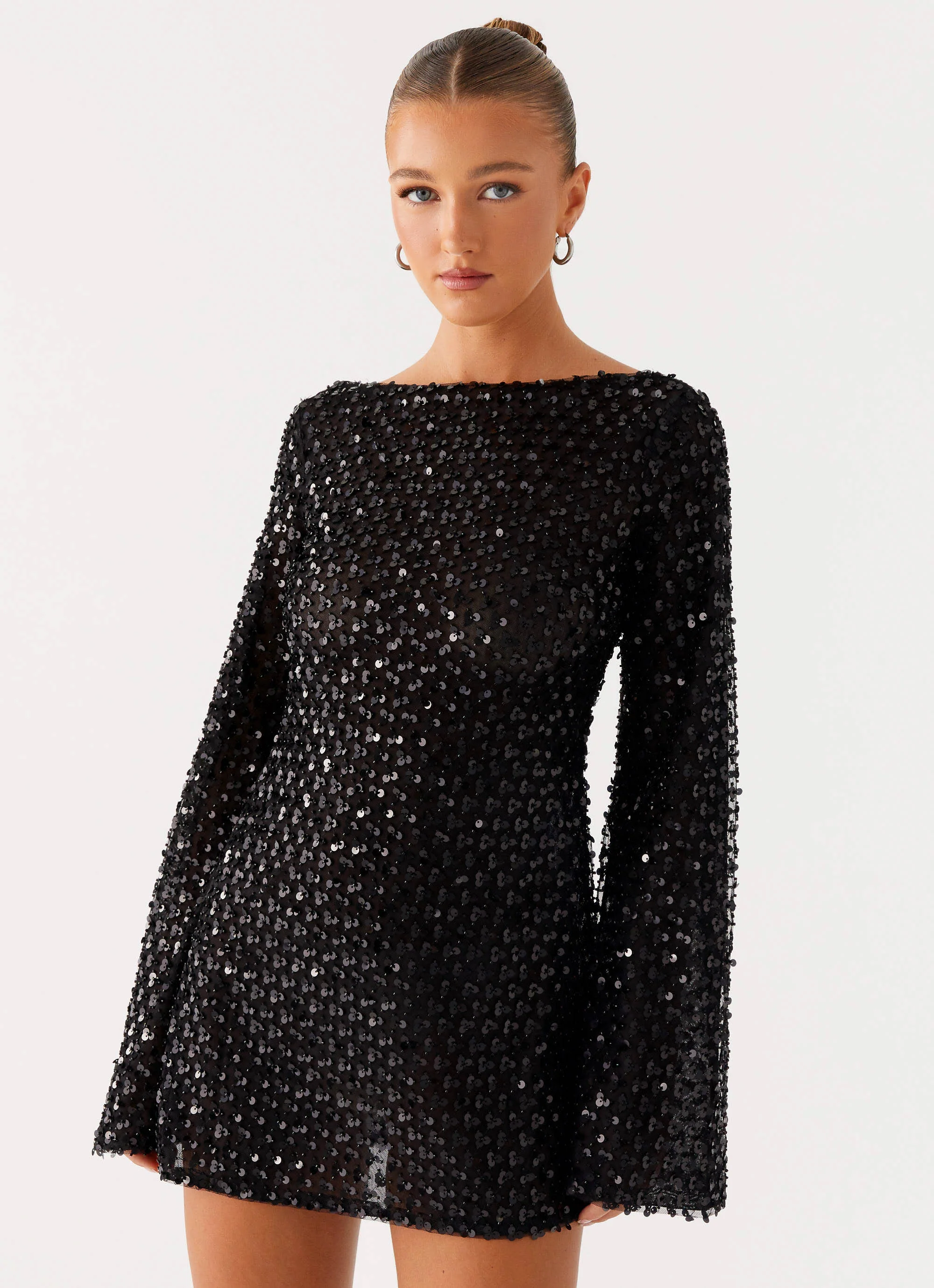 Edessa Sequin Mini Dress - Black - Image 4
