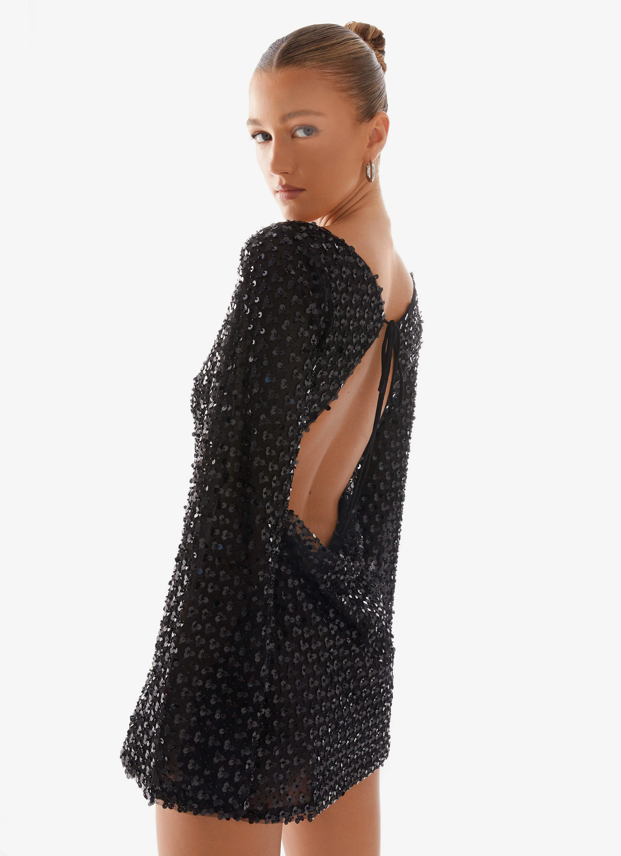 Edessa Sequin Mini Dress - Black - Image 6