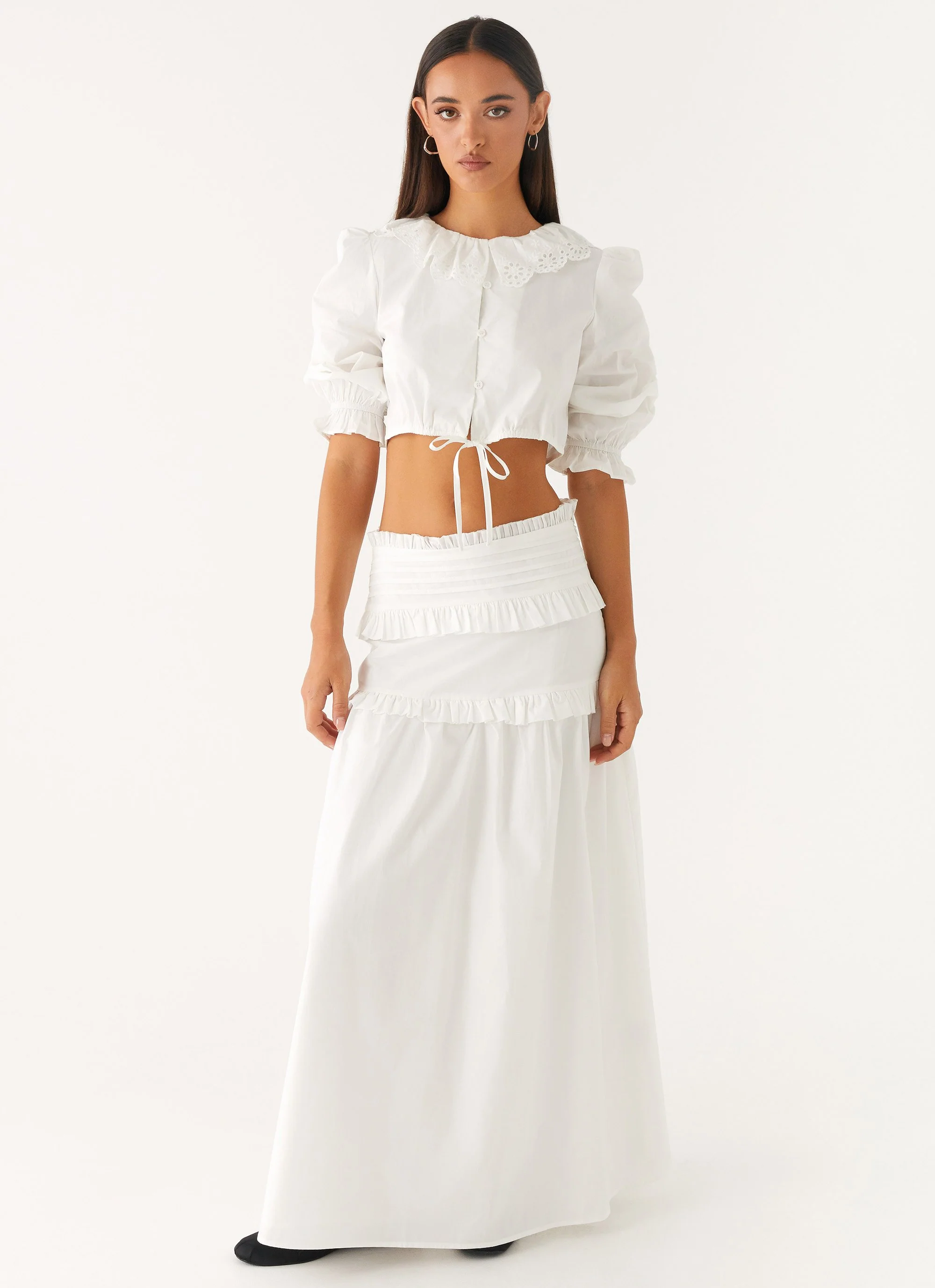Effortless Tiered Maxi Skirt - White - Image 6