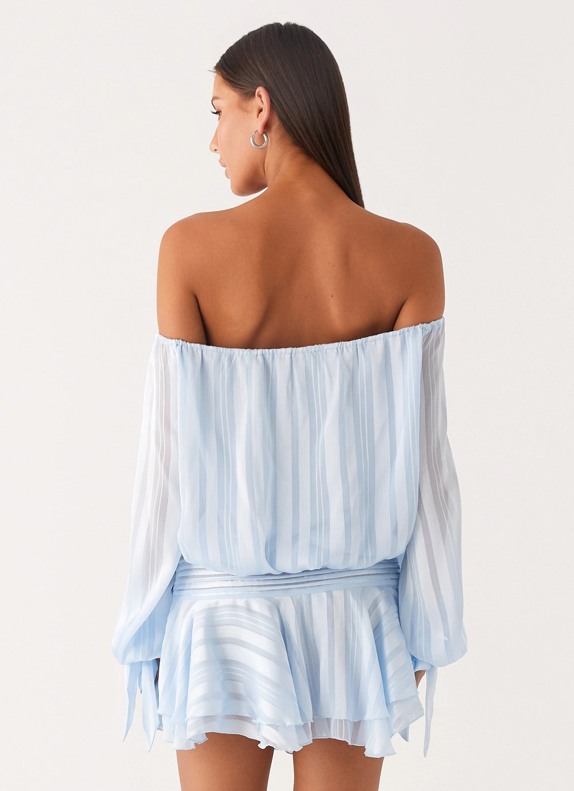 Eira Balloon Sleeve Mini Dress - Baby Blue - Image 5