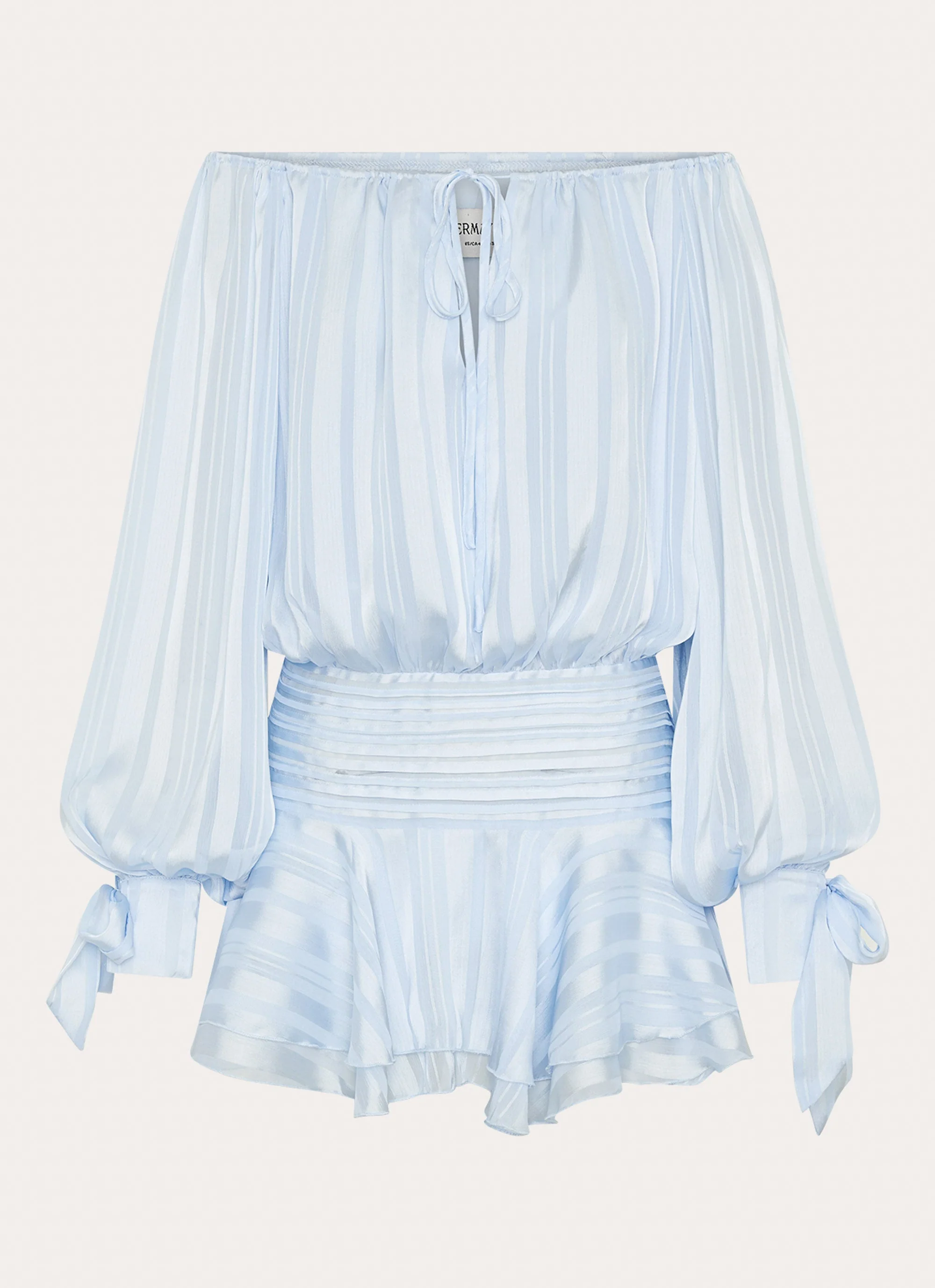 Eira Balloon Sleeve Mini Dress - Baby Blue - Image 8