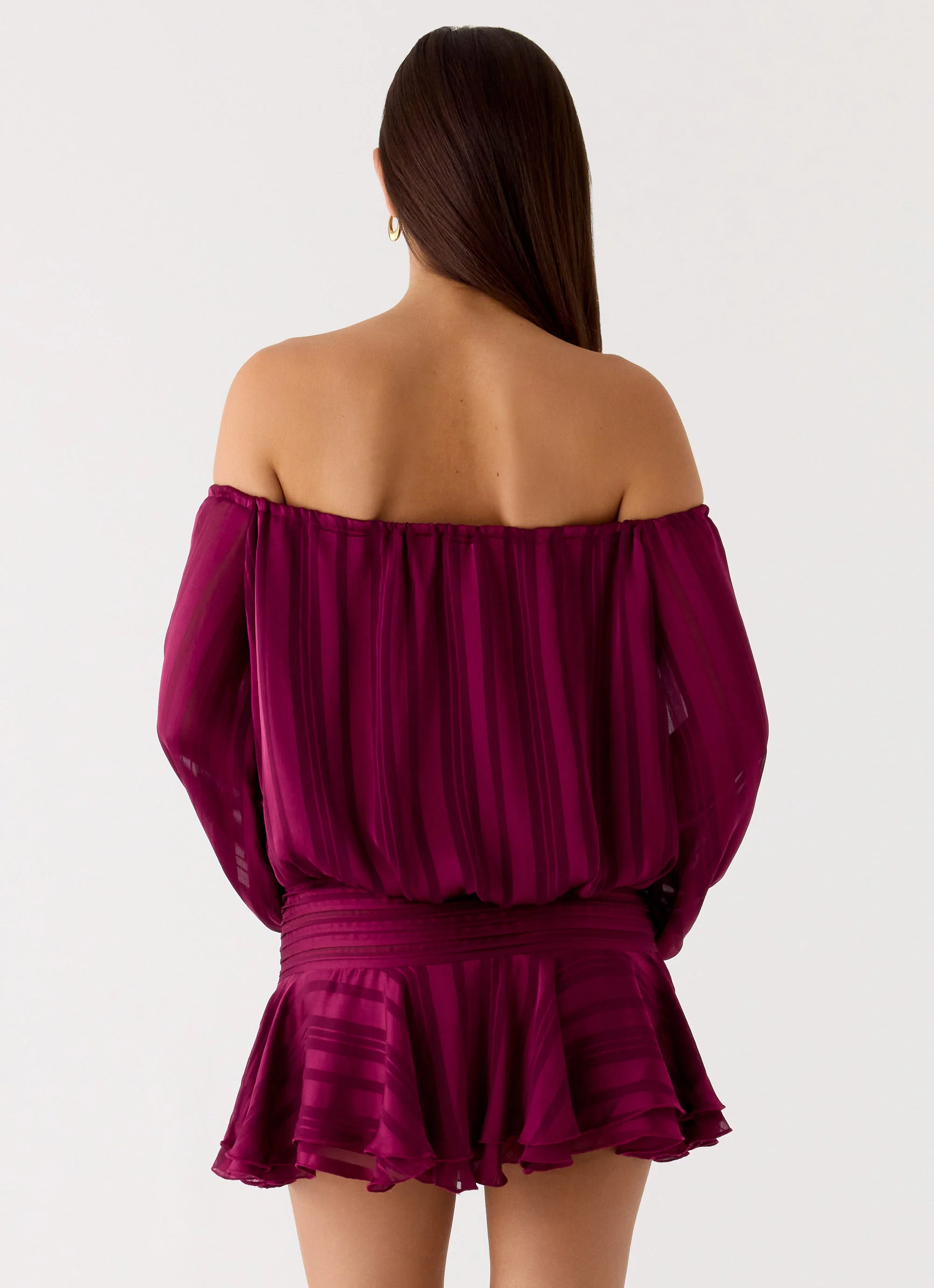 Eira Balloon Sleeve Mini Dress - Plum - Image 4