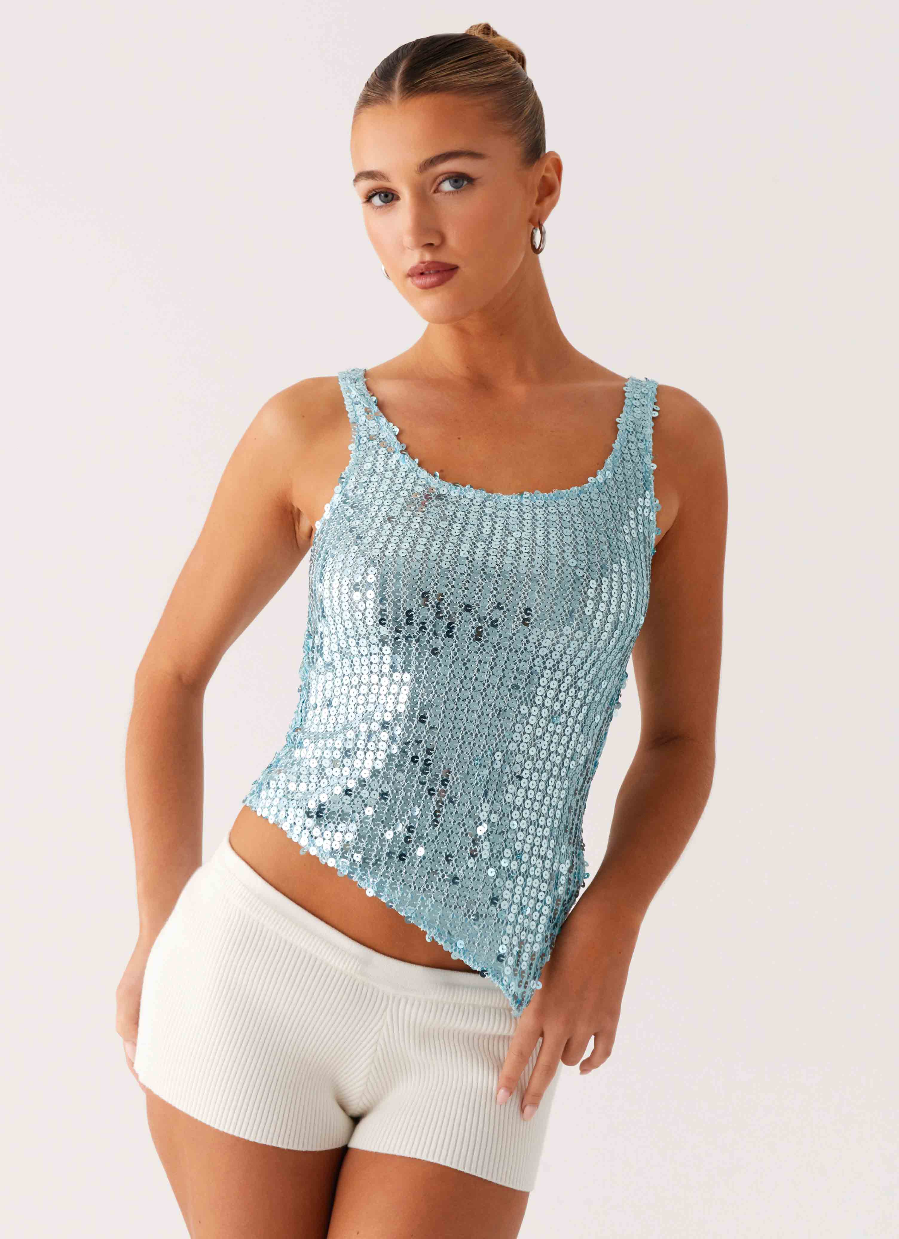 Electra Sequin Tank - Turquoise - Image 5
