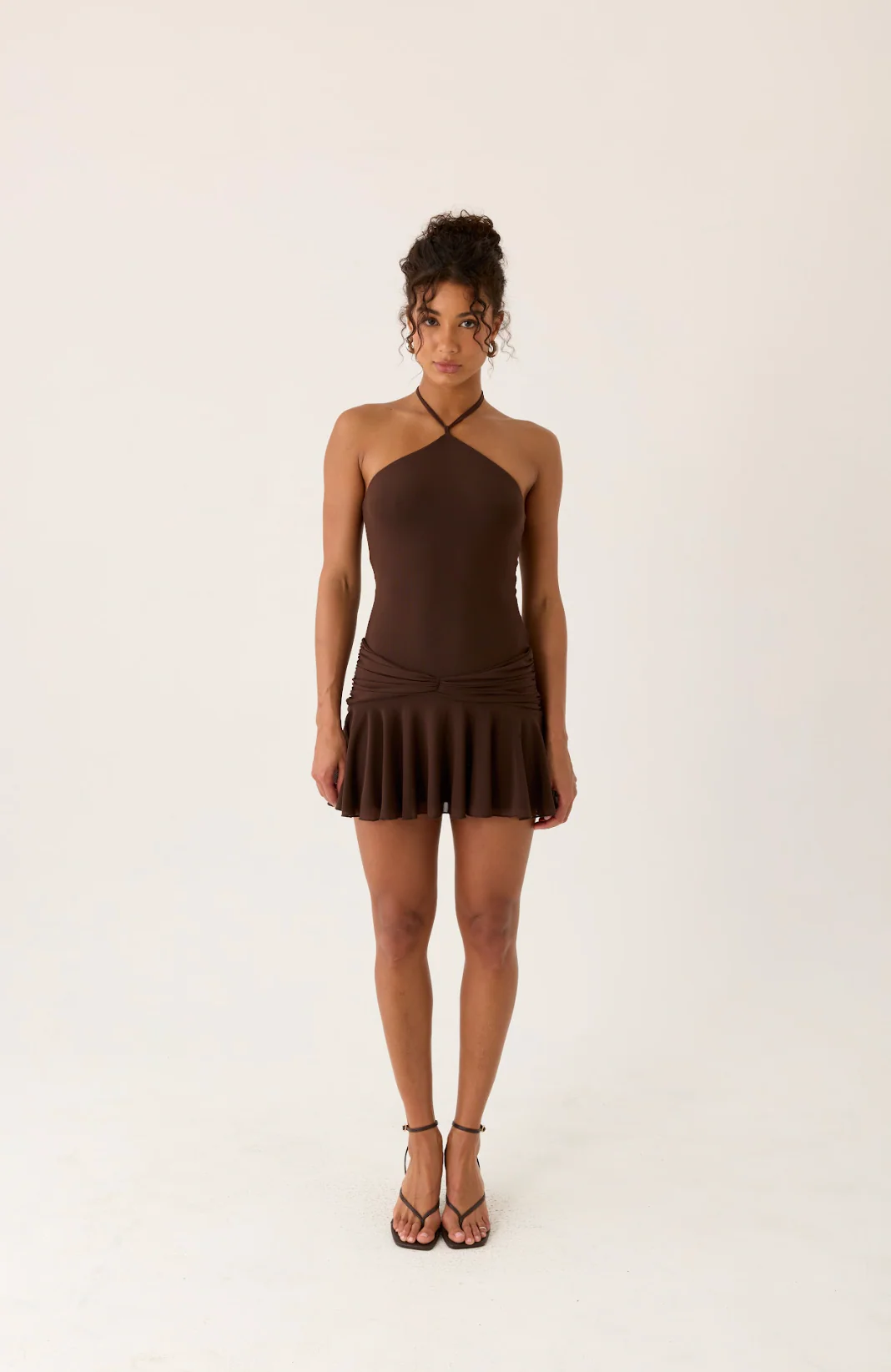 Elektra Mini Dress - Chocolate - Image 7