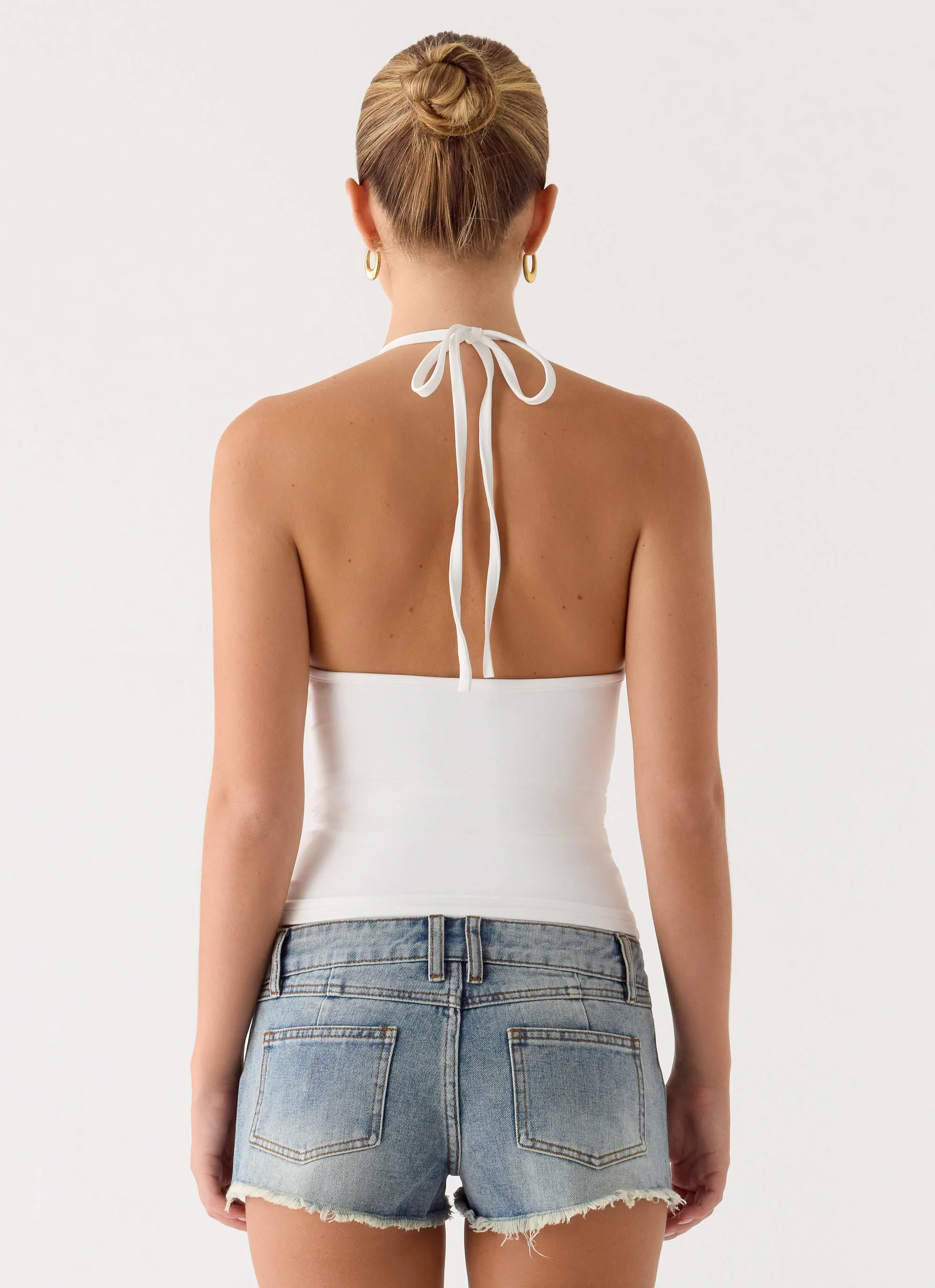 Elias Low Rise Distressed Denim Shorts - Vintage Wash Blue - Image 5