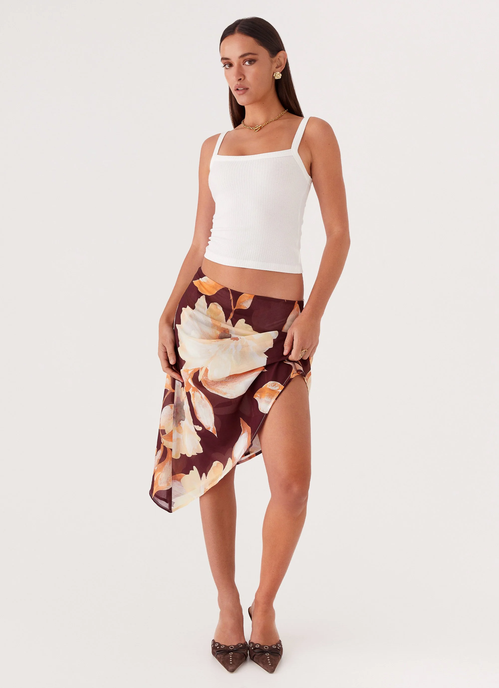 Elizabeth Midi Skirt - Brown Floral - Image 7