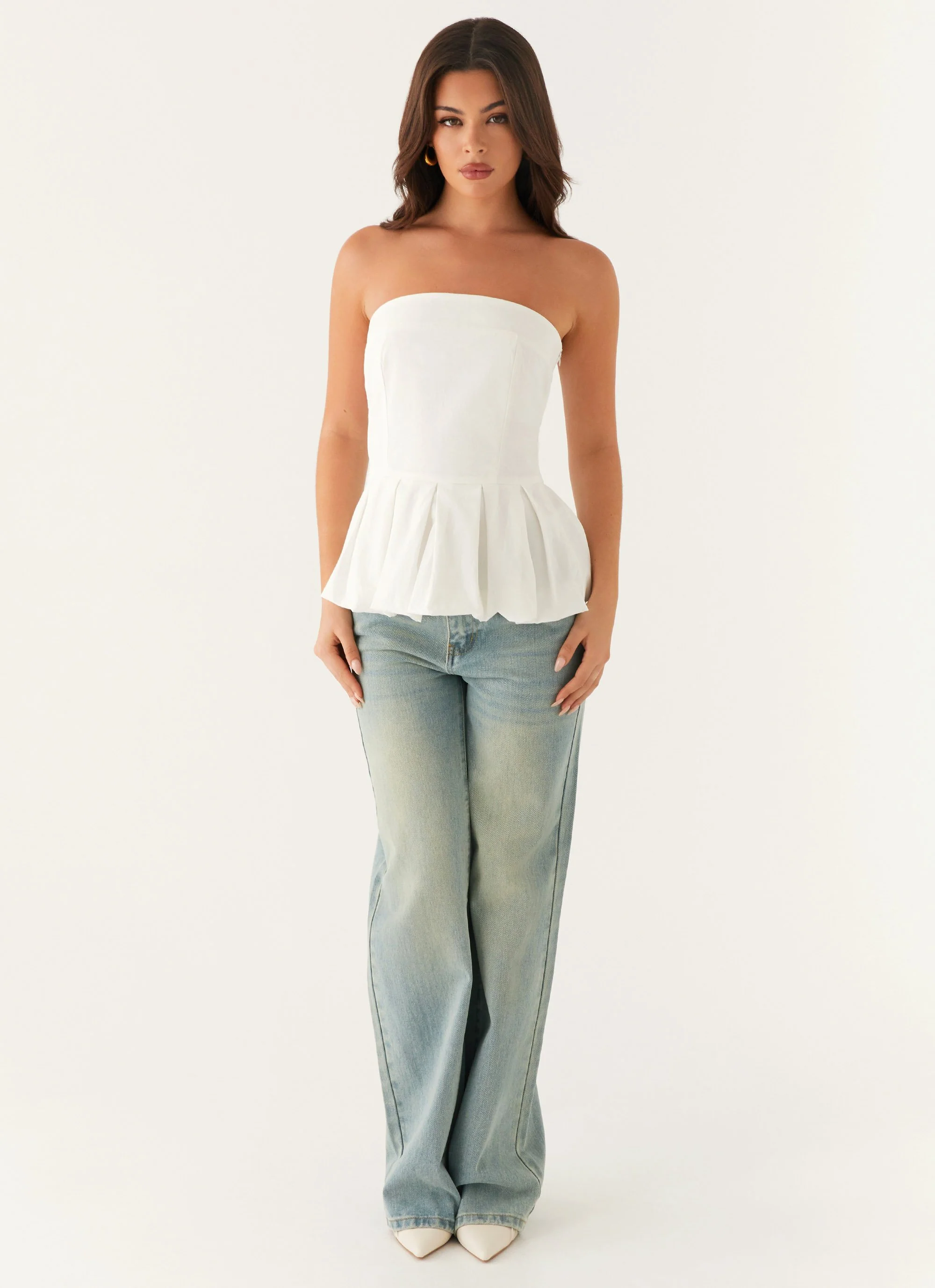 Ellen Bubble Hem Top - Ivory - Image 2