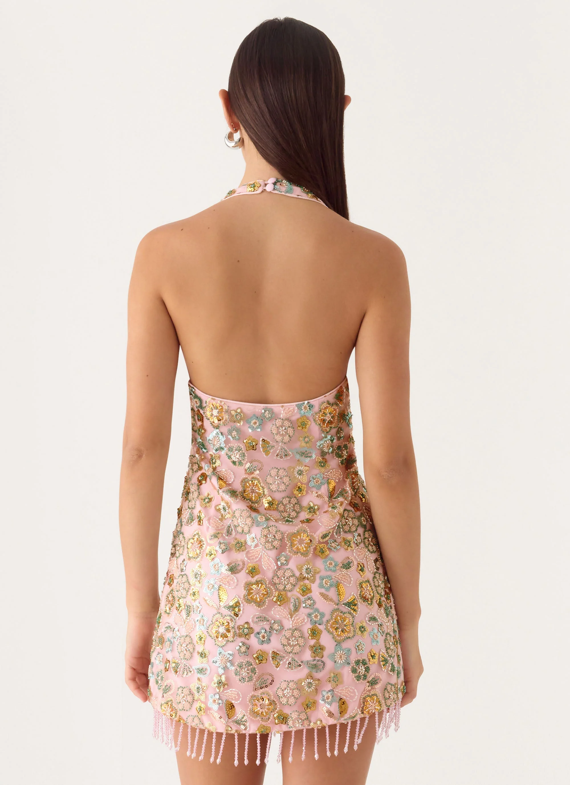 Ellerie Beaded Mini Dress - Pink - Image 3