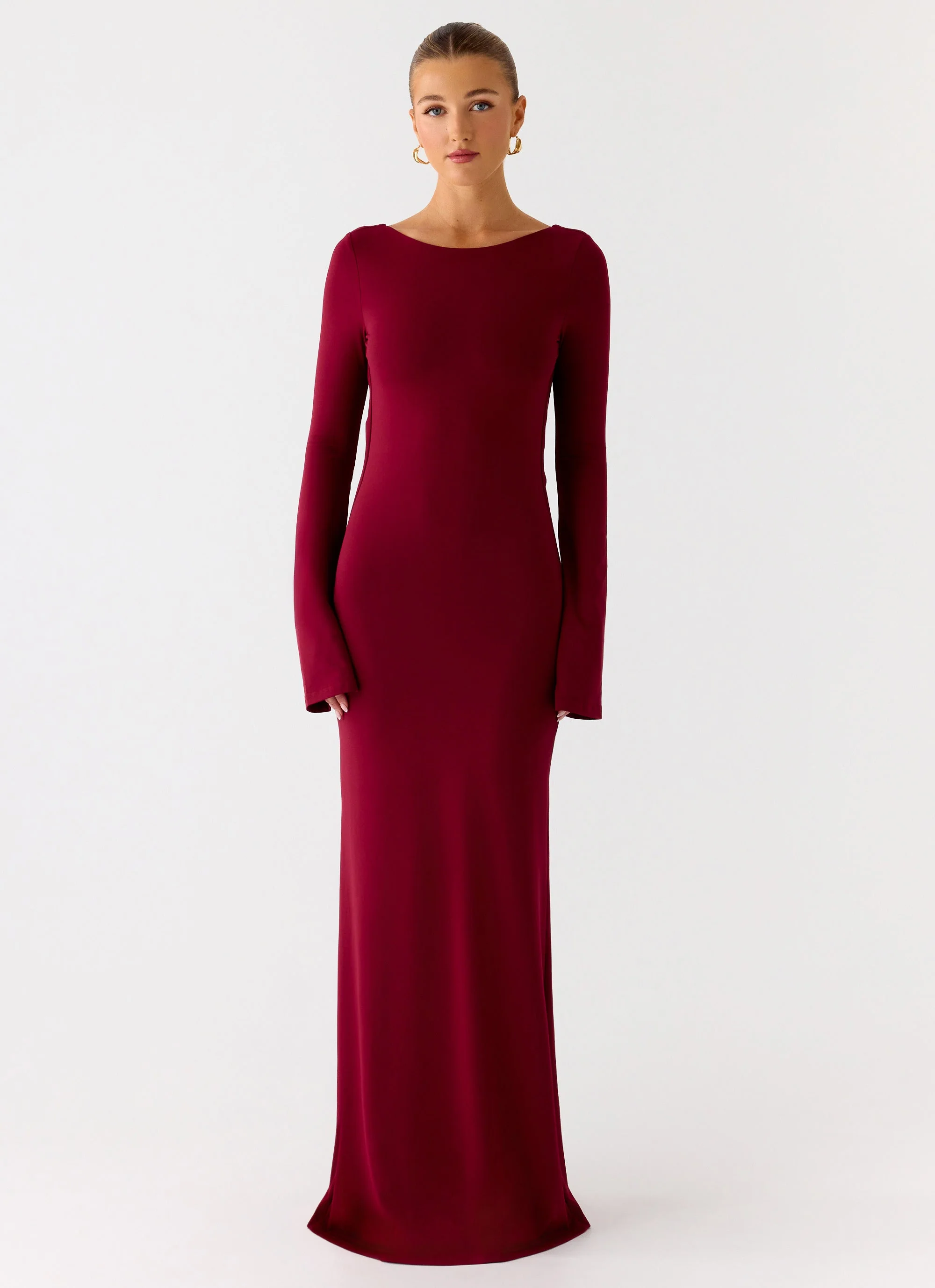 Elmont Long Sleeve Maxi Dress - Dark Cherry - Image 5