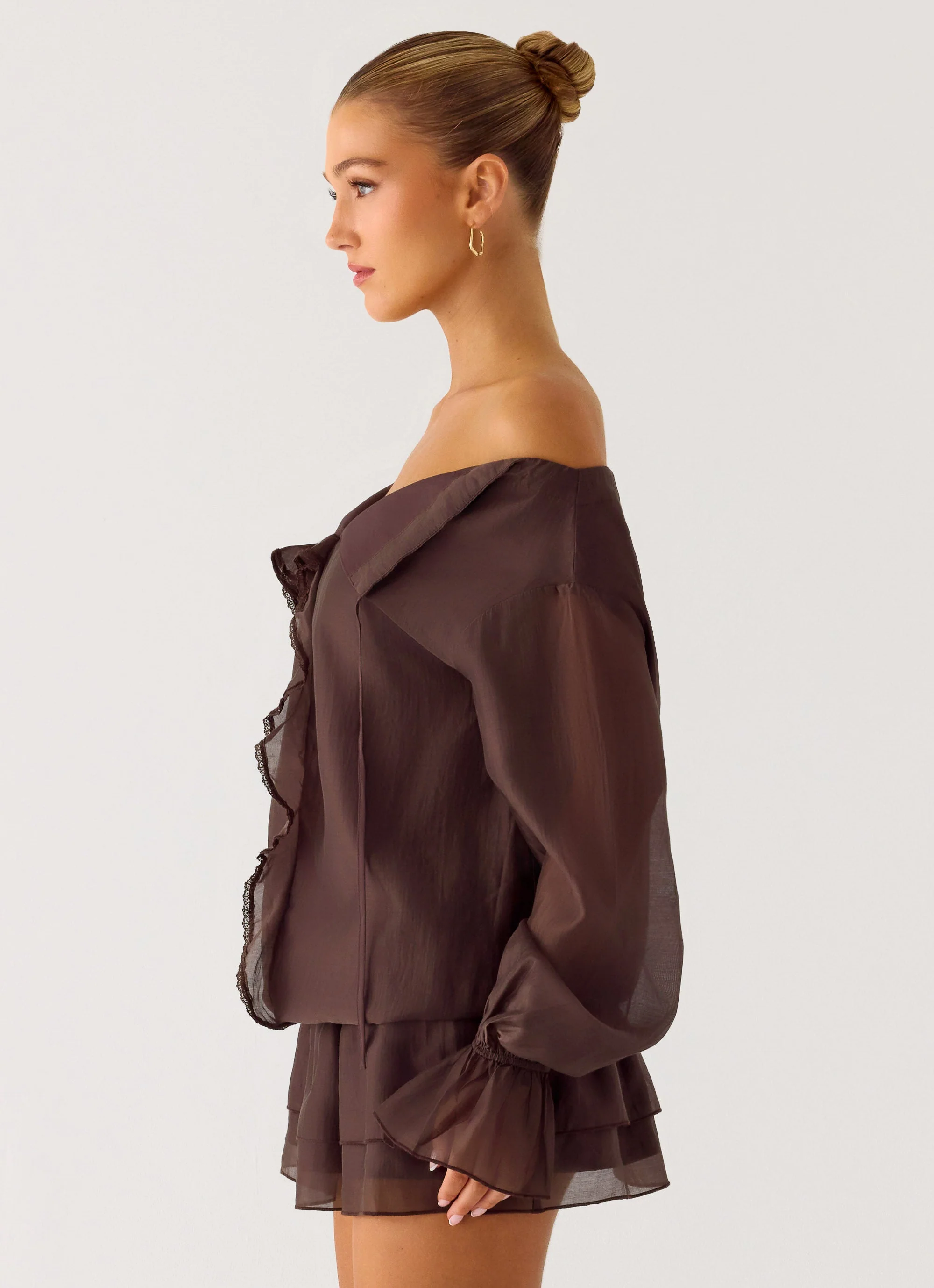 Elris Drop Waist Mini Dress - Cool Chocolate - Image 2