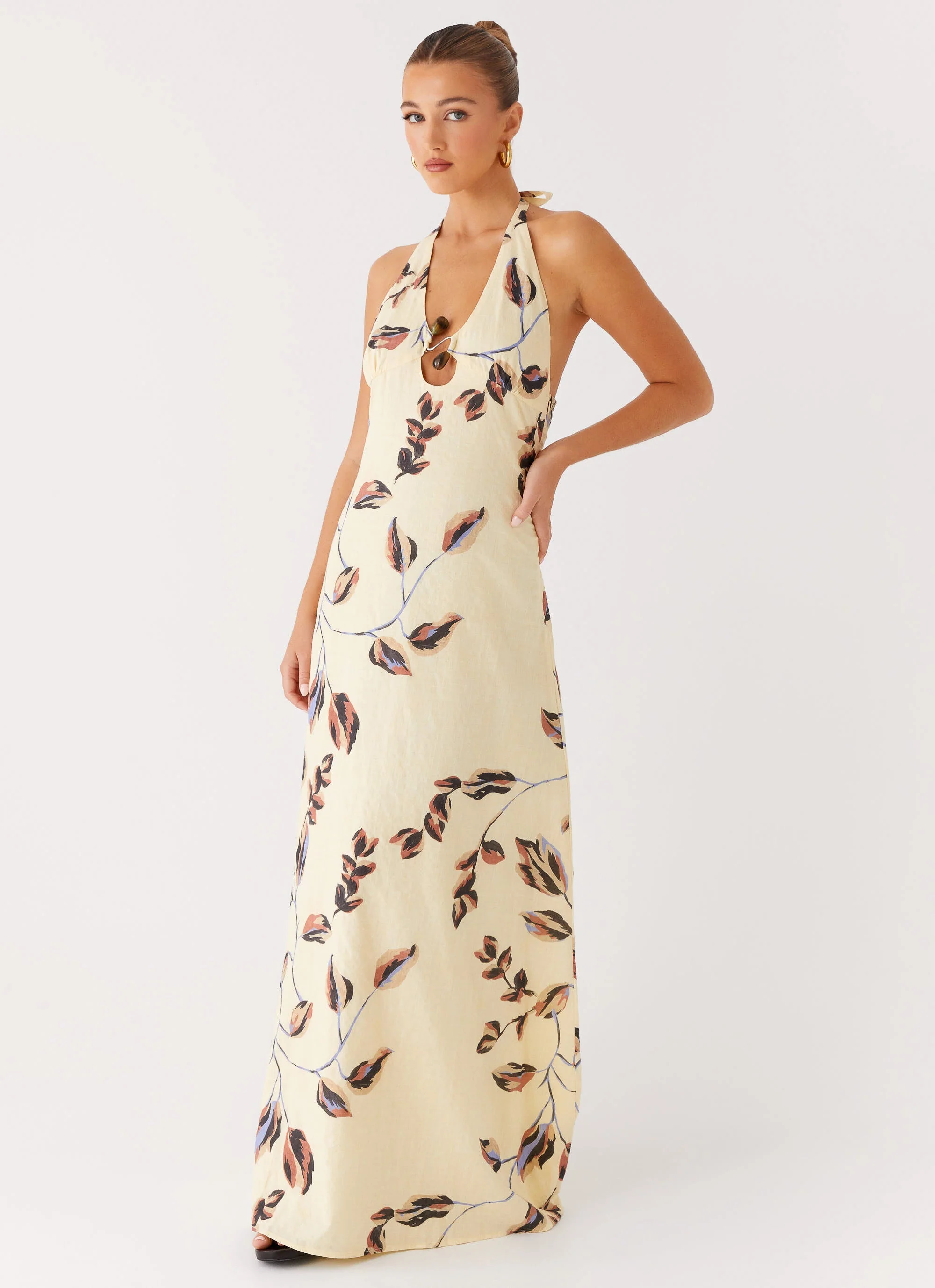 Elvina Halter Neck Maxi Dress - Buttercream Bliss - Image 6