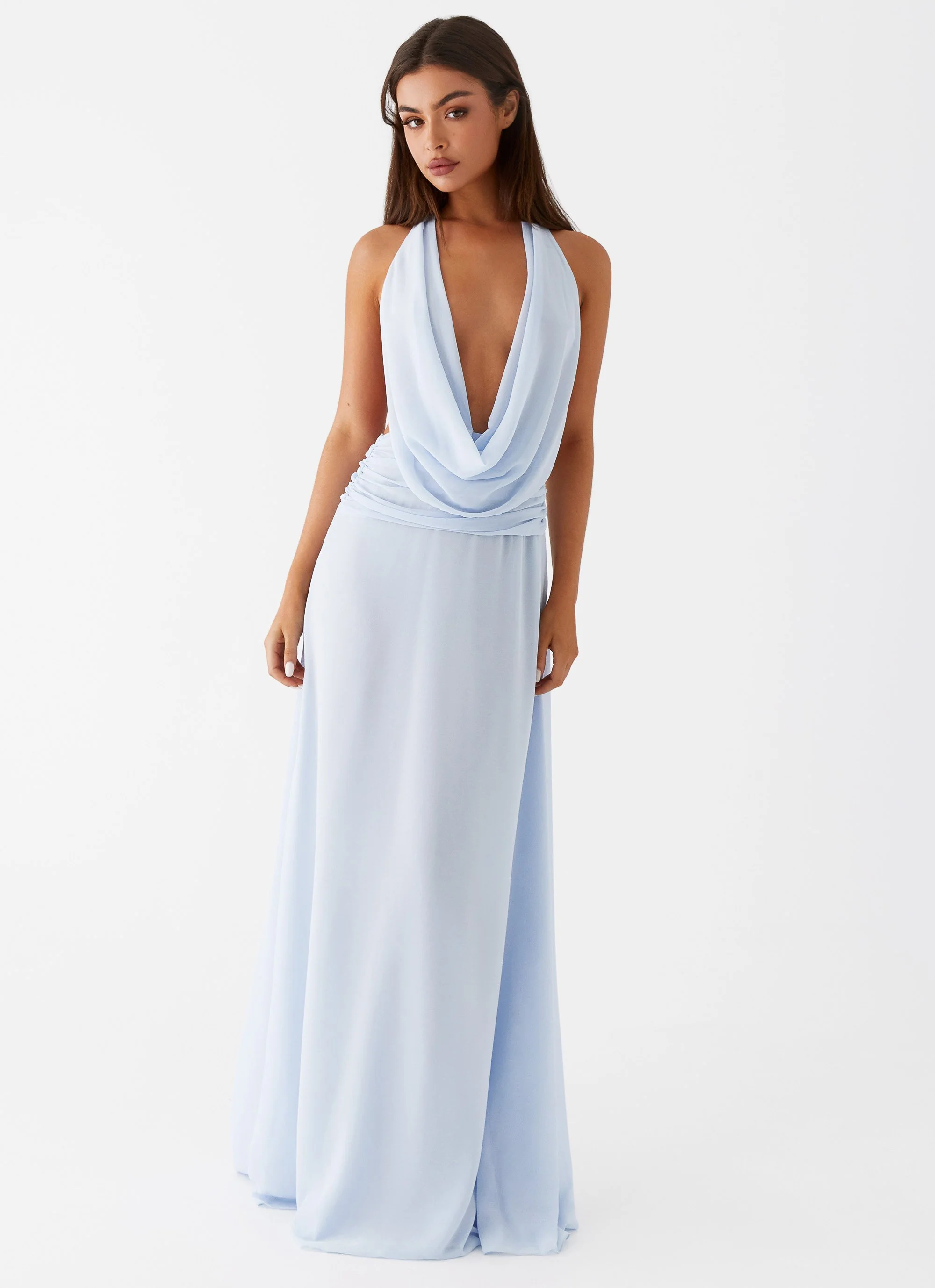Elysia Chiffon Maxi Dress - Baby Blue - Image 6
