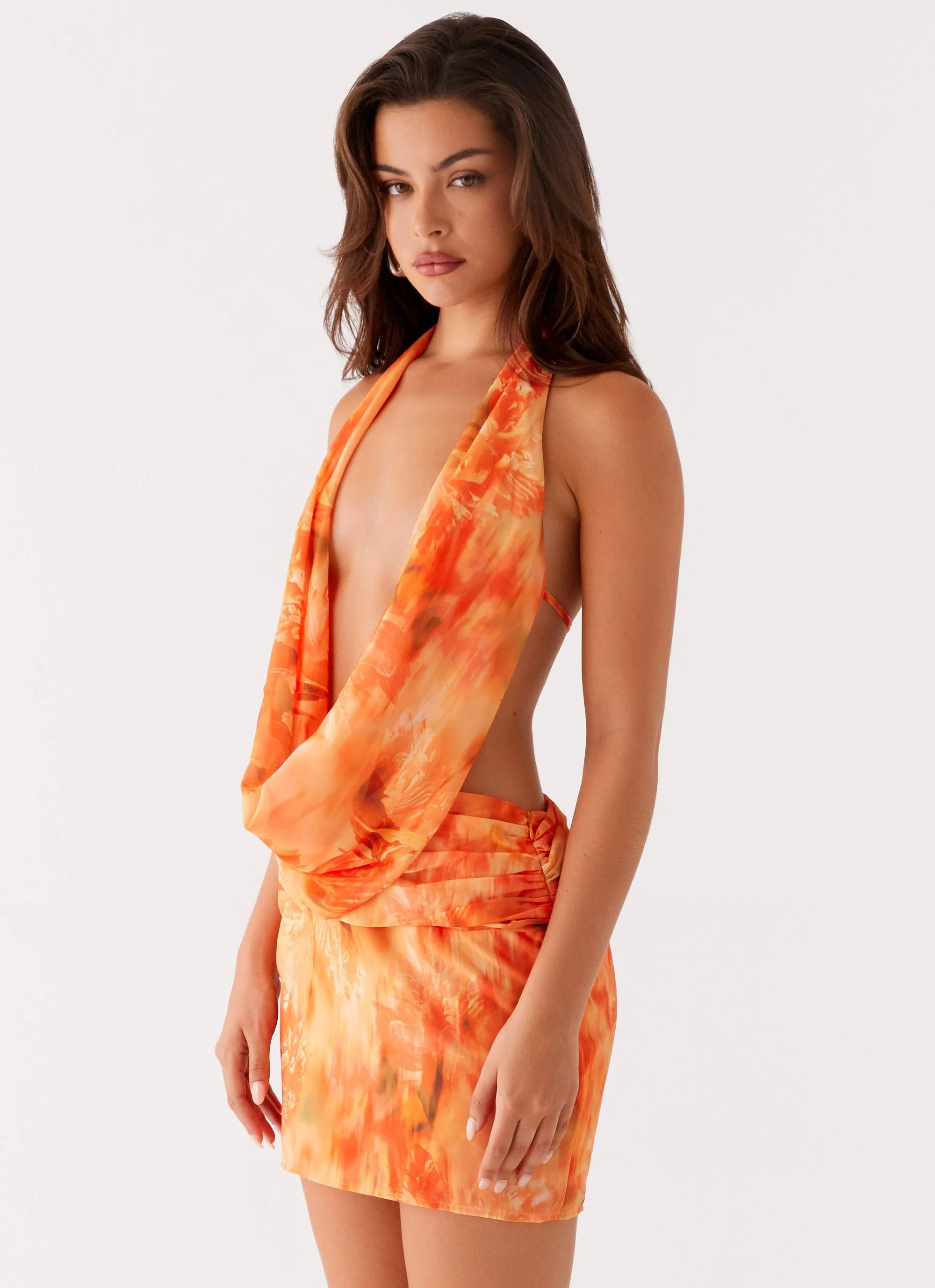 Elysia Chiffon Mini Dress - Sunset Floral - Image 4