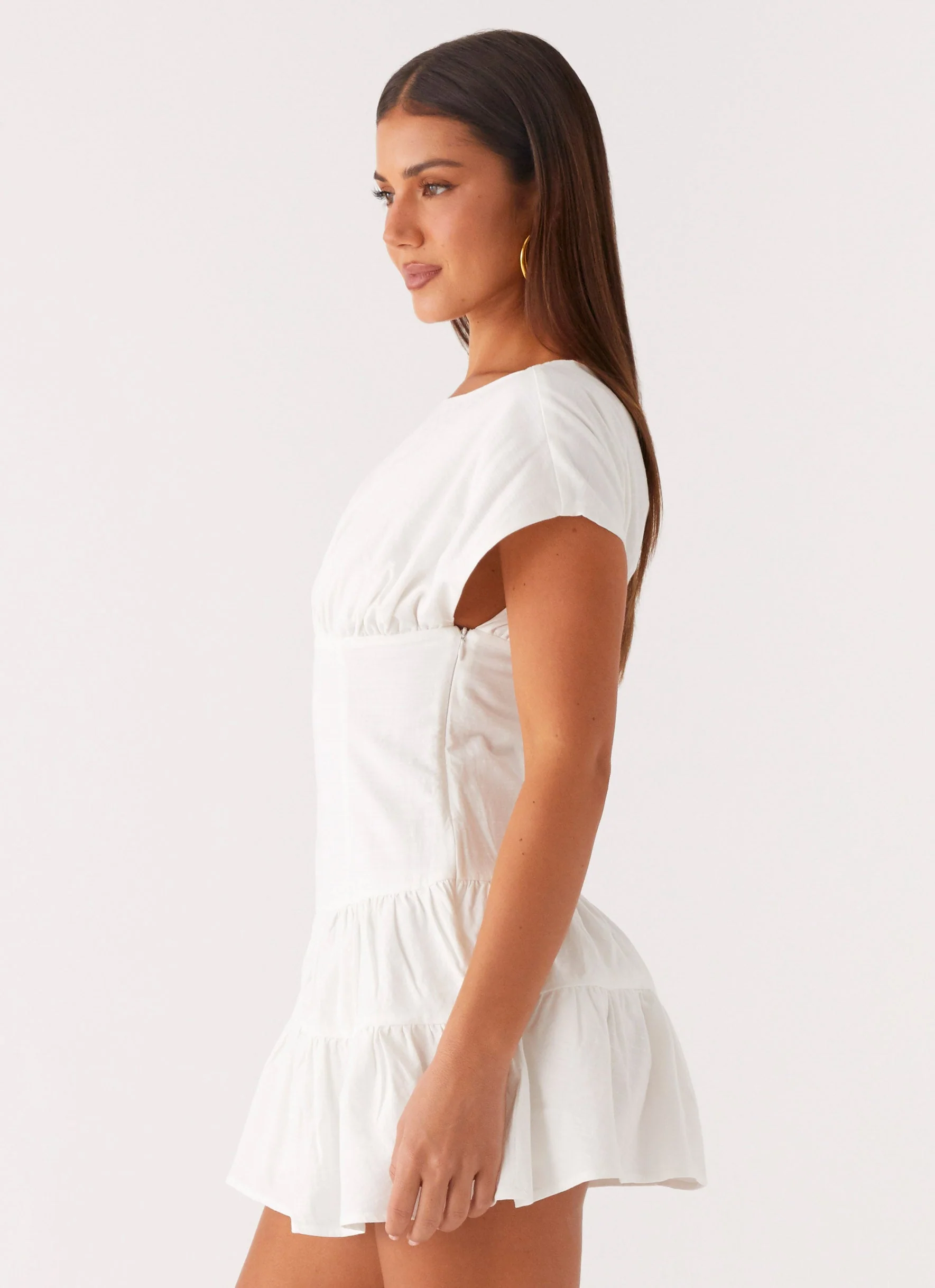 Ember Haze Boat Neck Mini Dress - Off White - Image 3