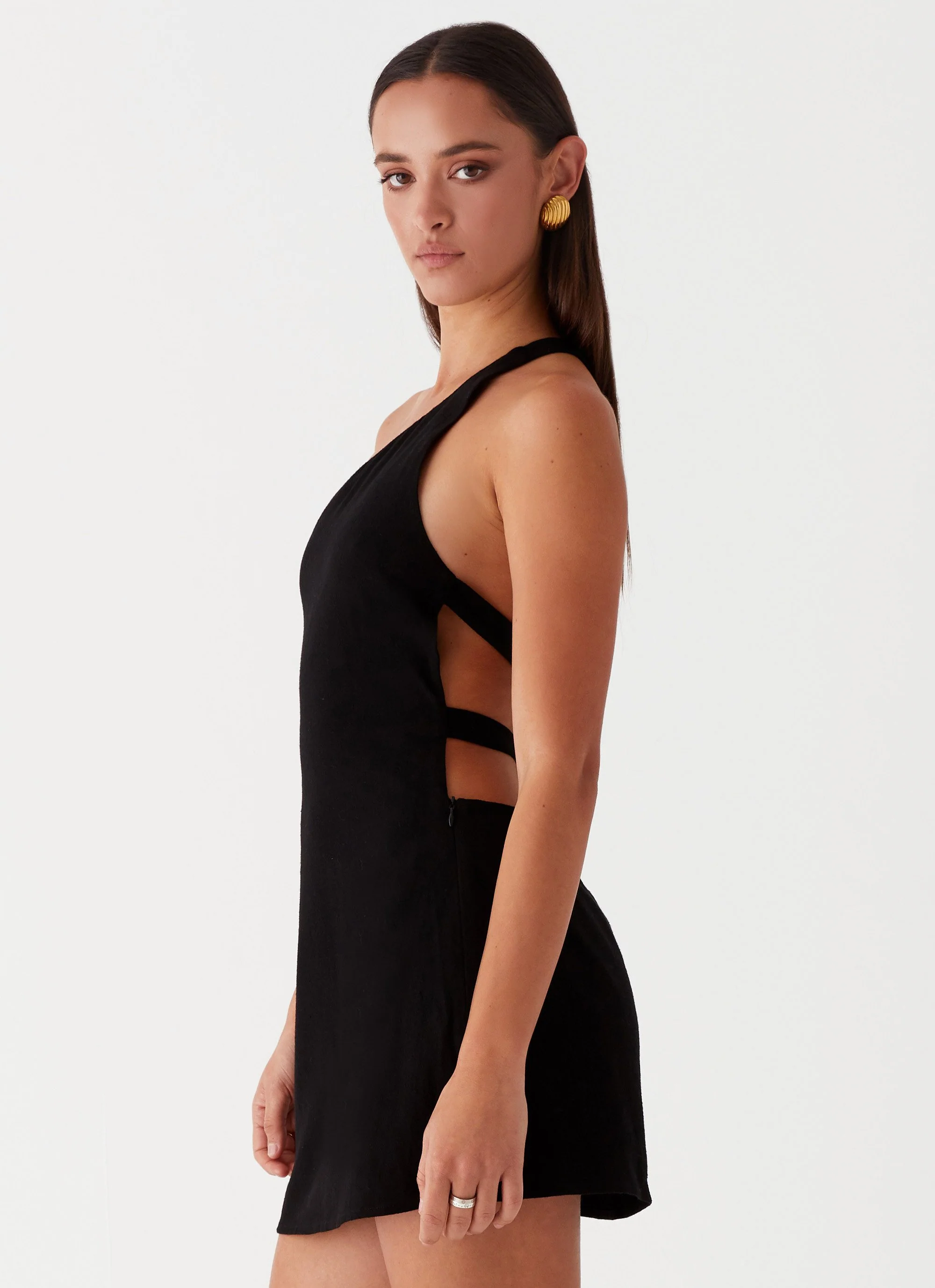Emilee Tie Back Mini Dress - Black - Image 3