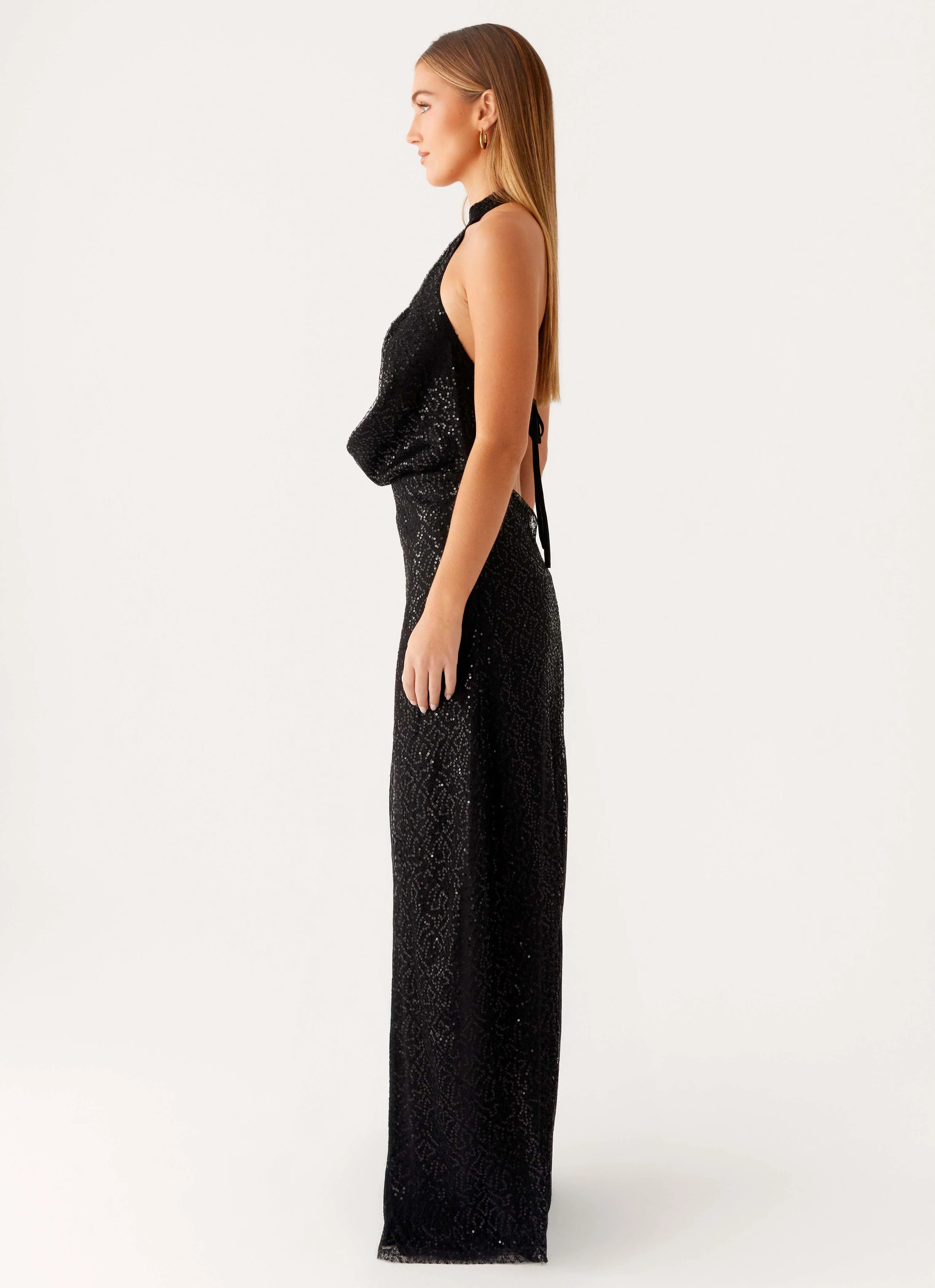 Empire Sequin Maxi Dress - Black - Image 4