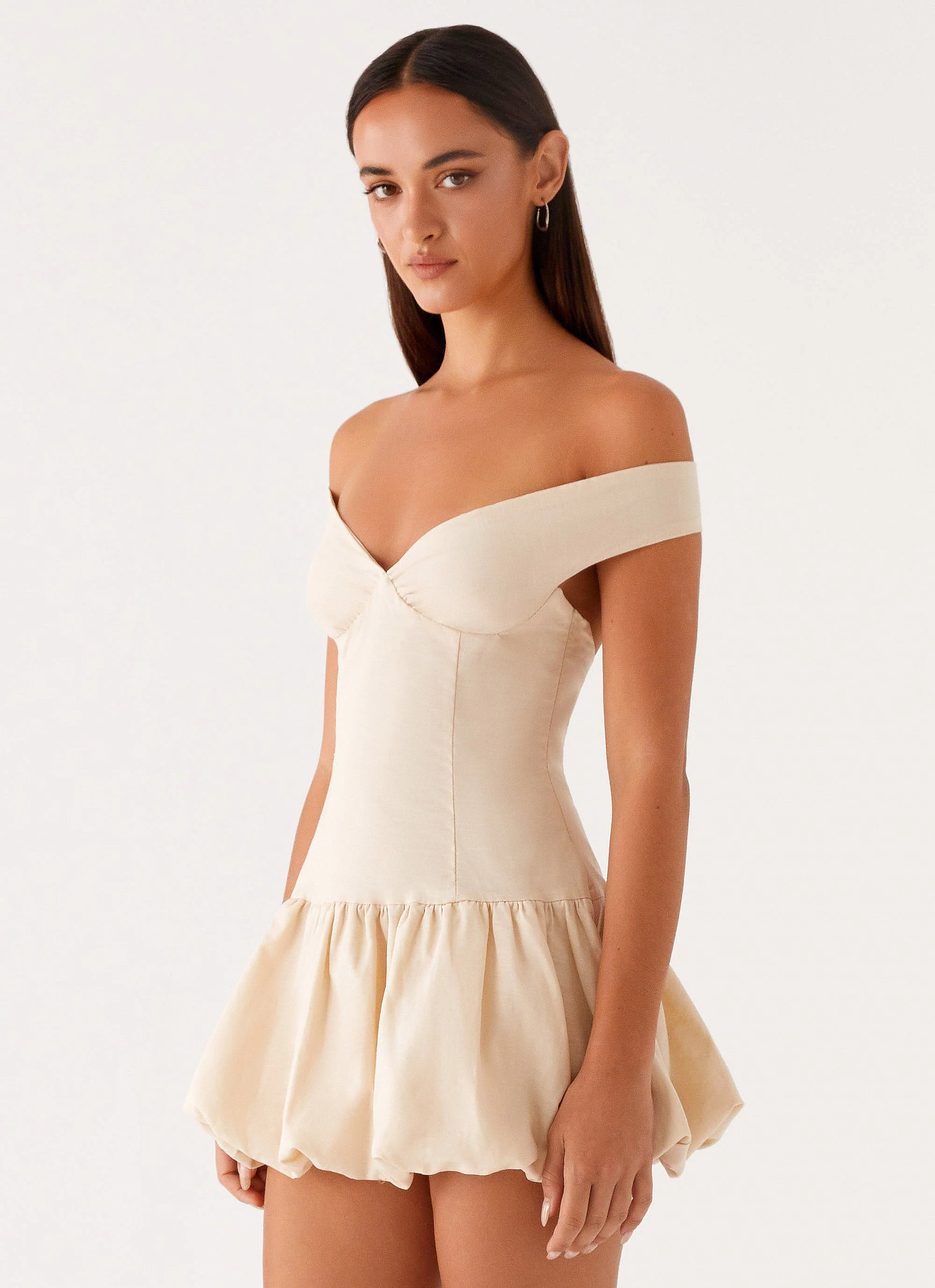 Endless Romance Off Shoulder Mini Dress - Butter - Image 2
