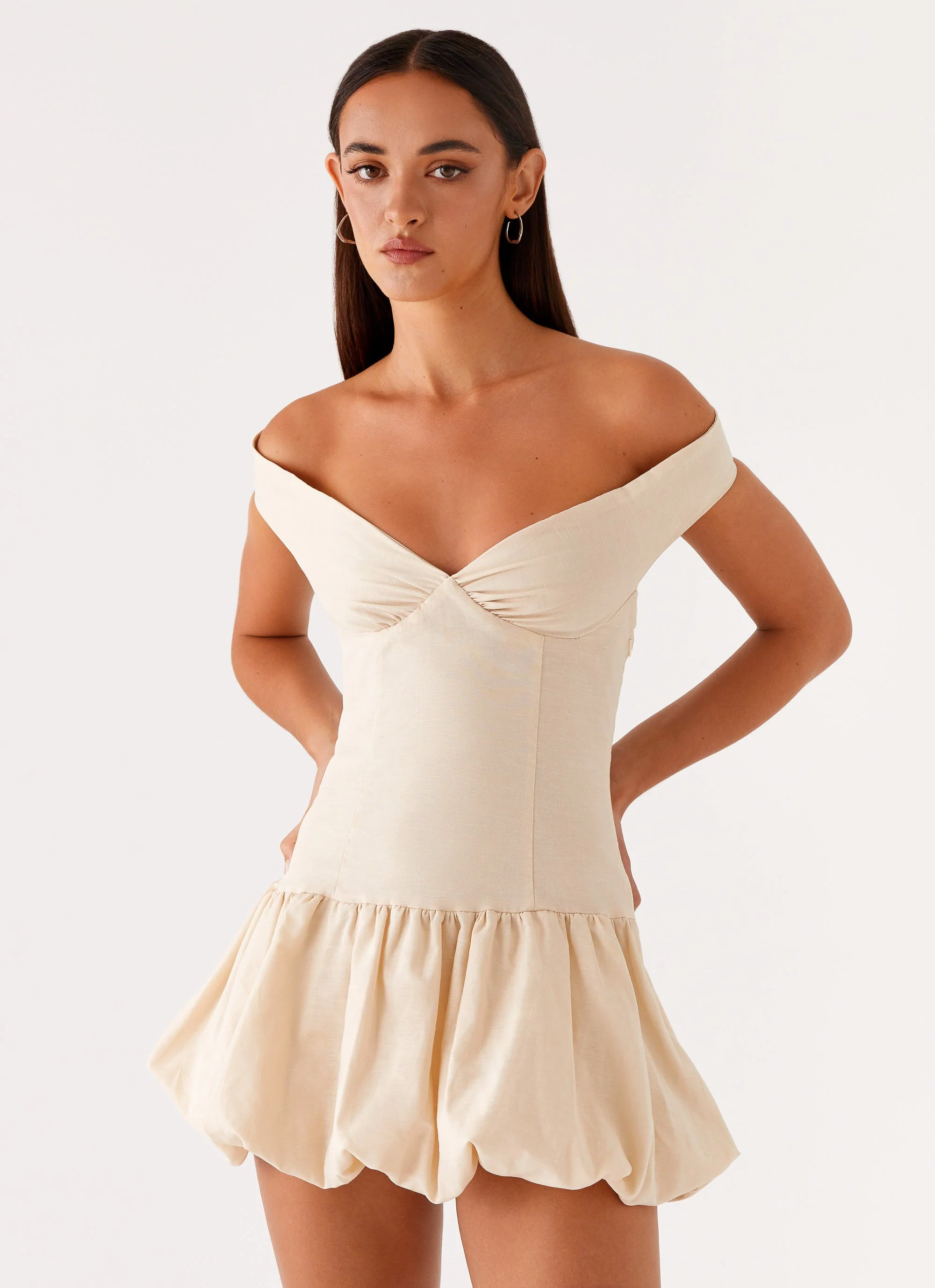 Endless Romance Off Shoulder Mini Dress - Butter - Image 5