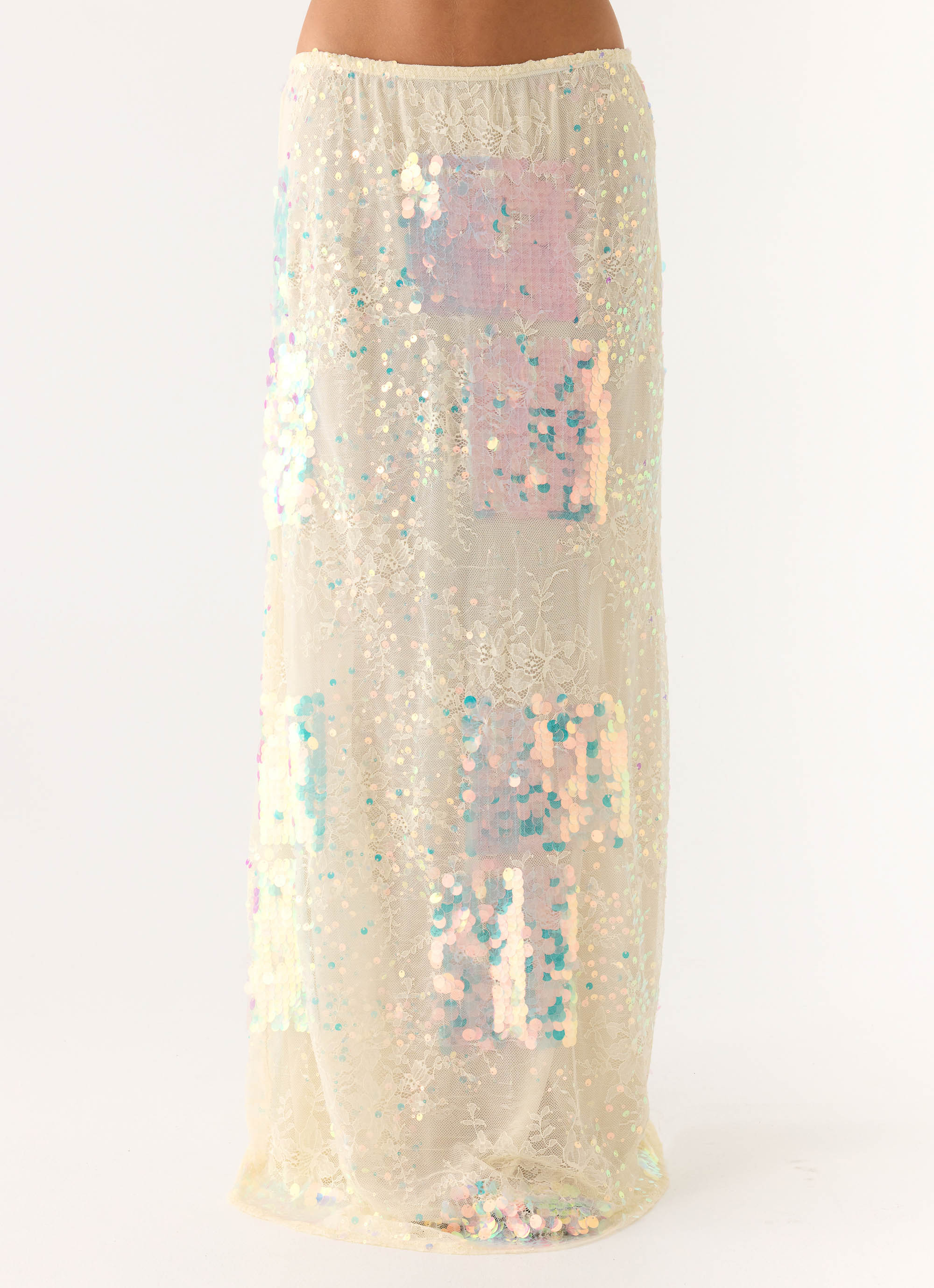 Erinah Sequin Maxi Skirt - Yellow - Image 5
