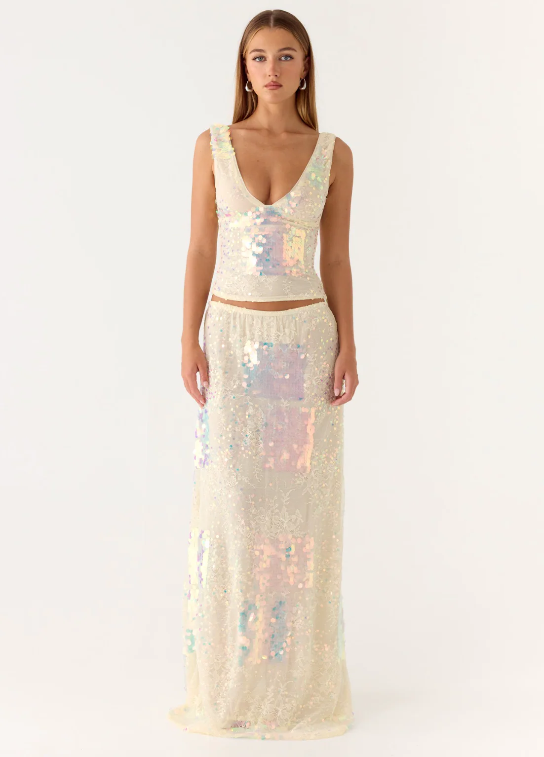 Erinah Sequin Maxi Skirt - Yellow - Image 9