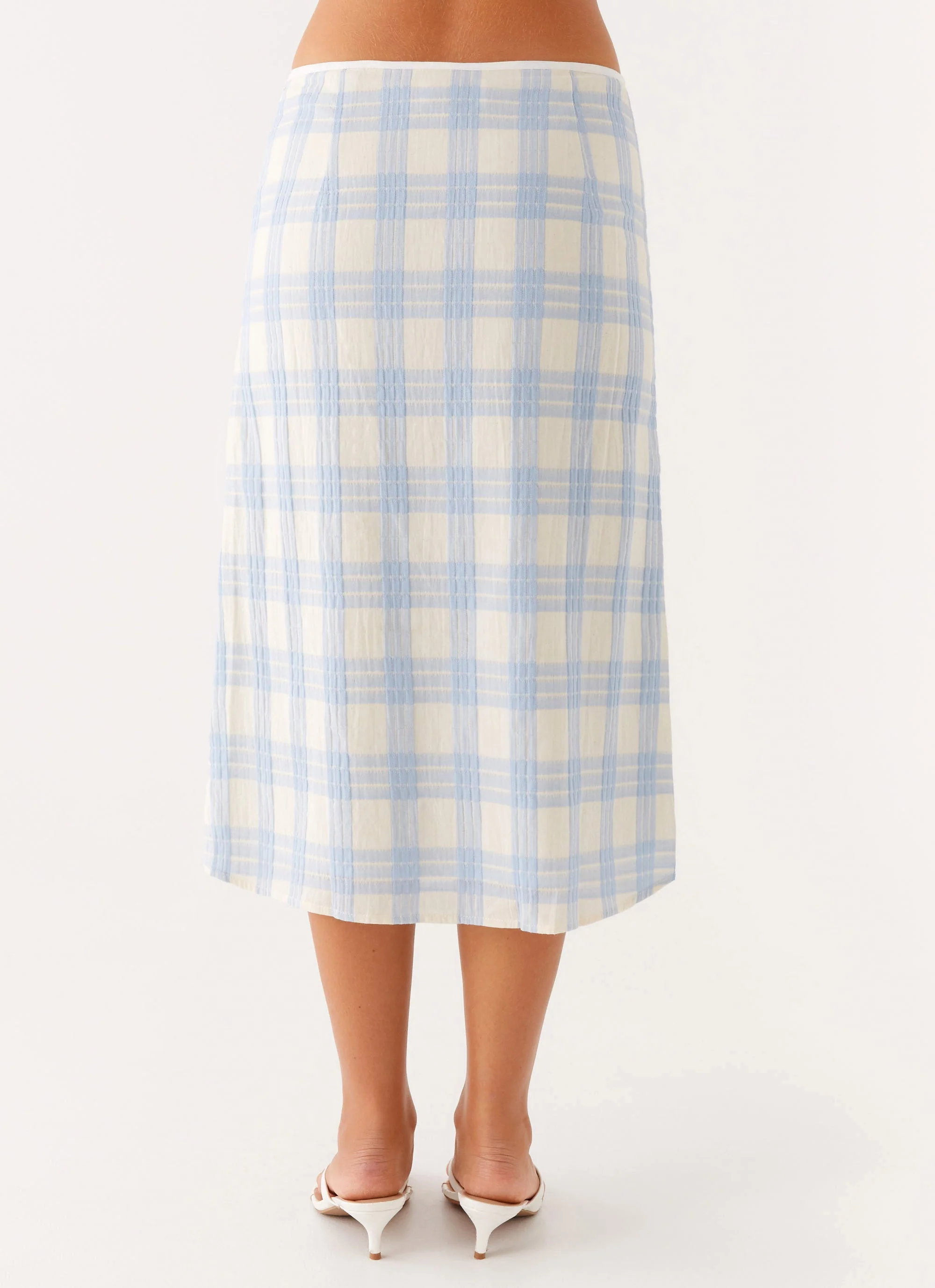 Esther Midi Skirt - Blue Check Seersucker - Image 3