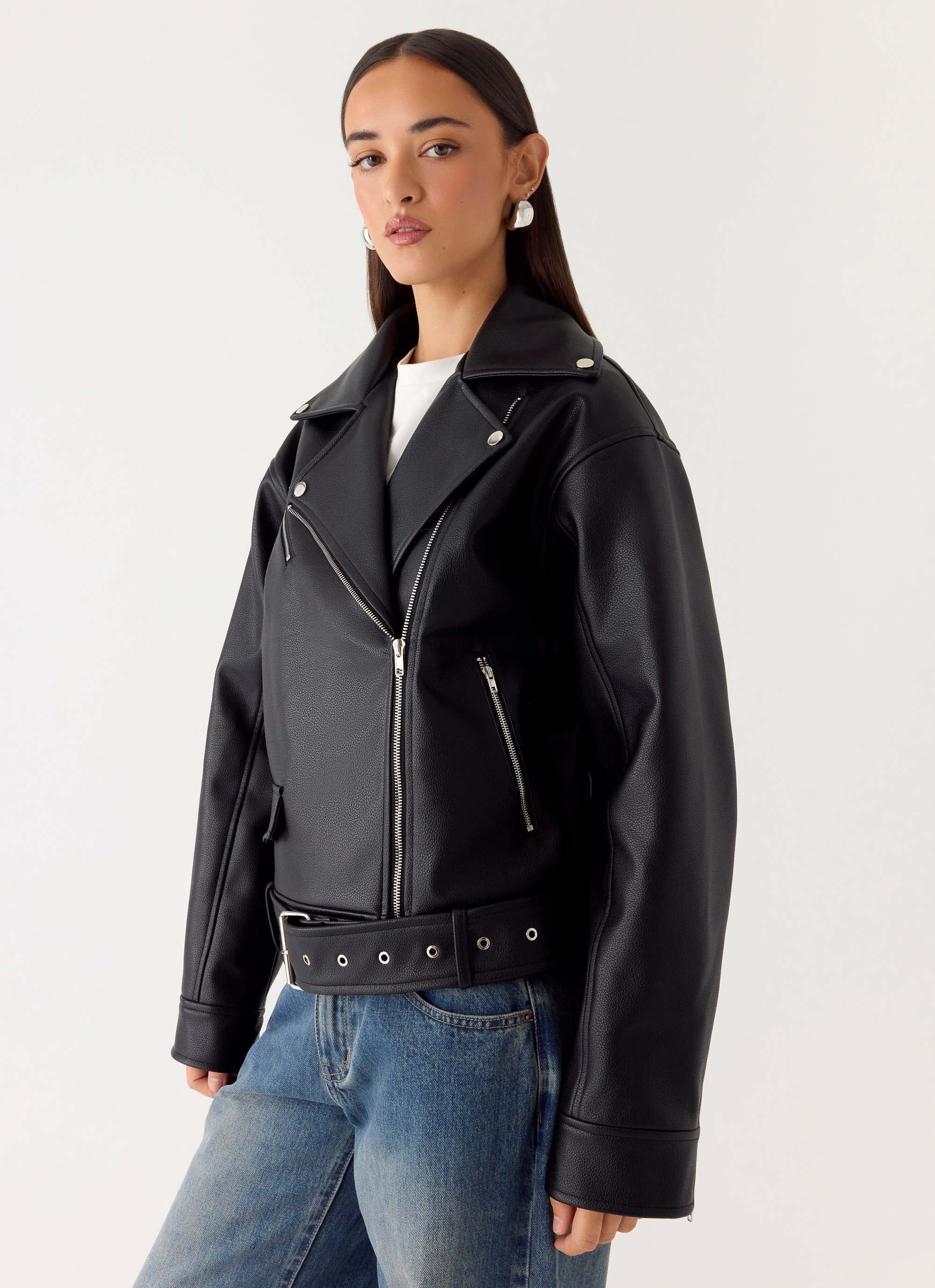 Ethan PU Biker Jacker - Black - Image 2