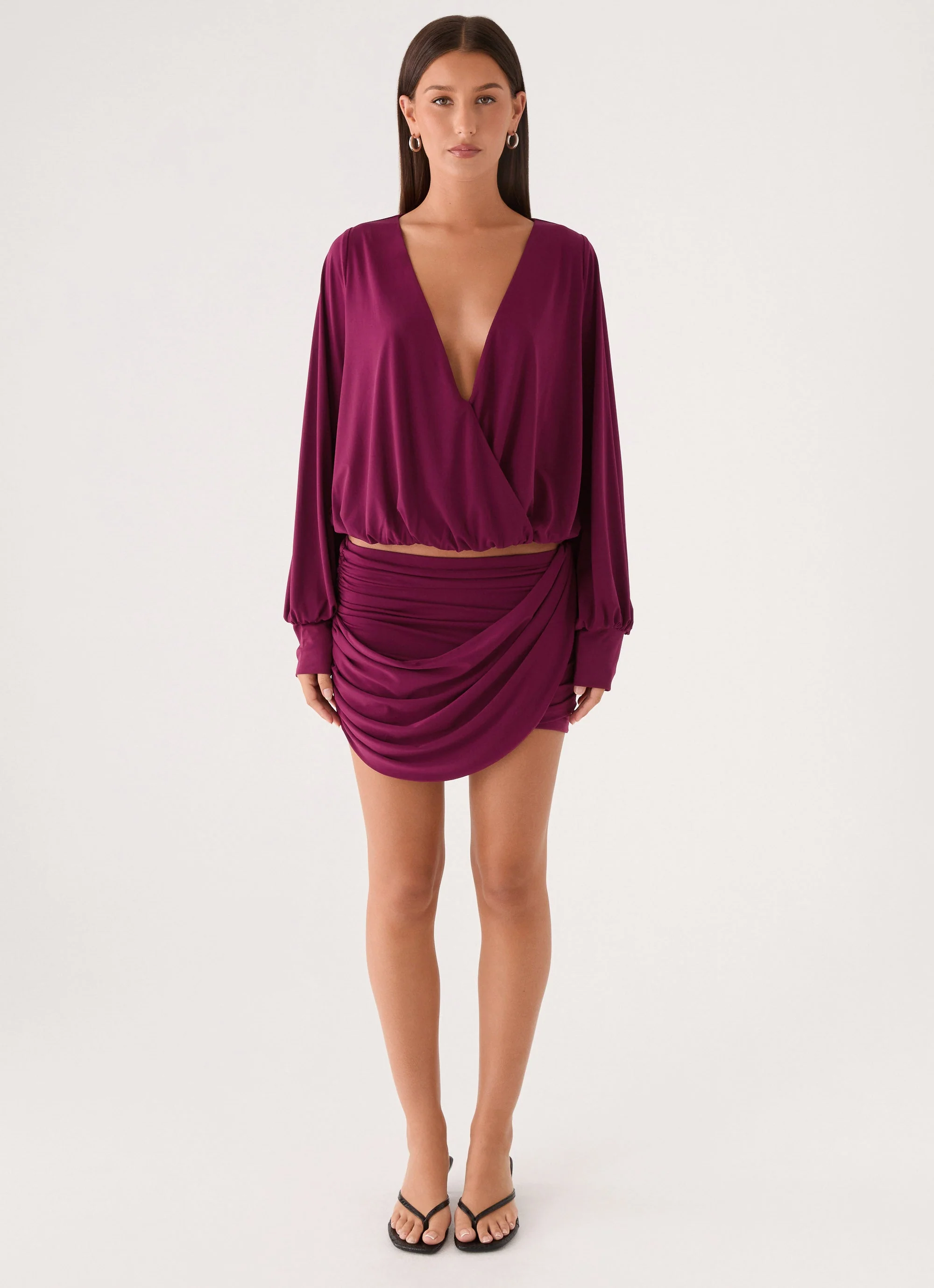 Ettah Wrap Mini Skirt - Plum - Image 8