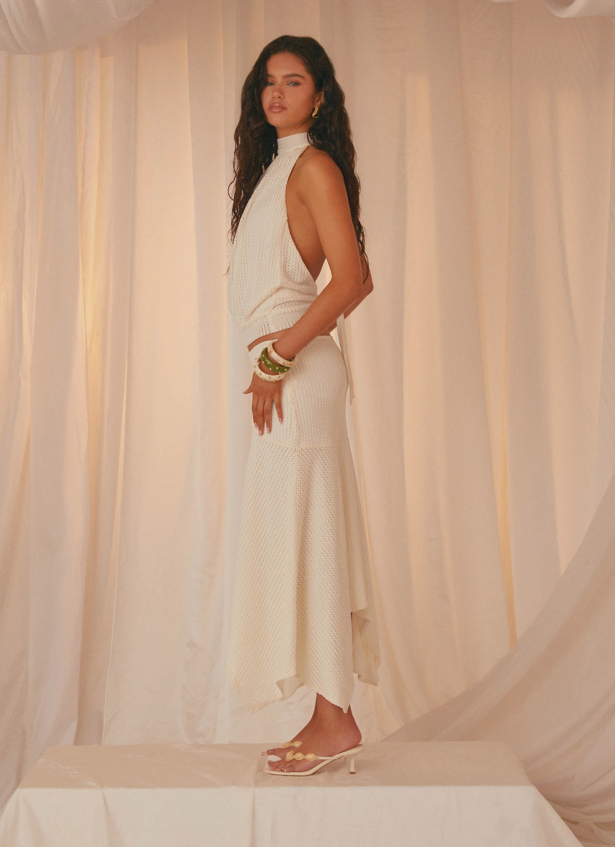 Evaden Low Rise Midi Skirt - Ivory - Image 3