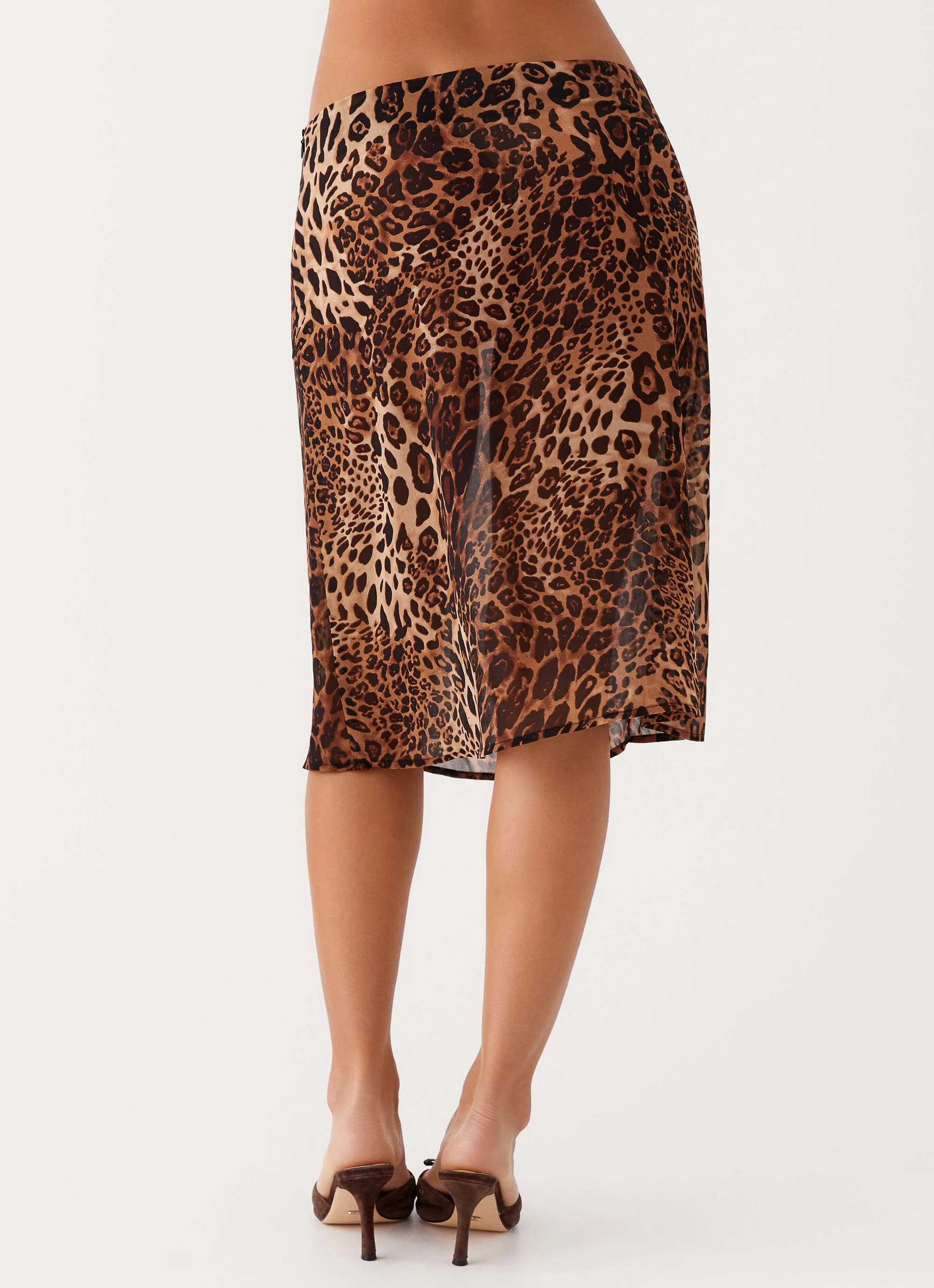 Evoke Chiffon Midi Skirt - Leopard - Image 4