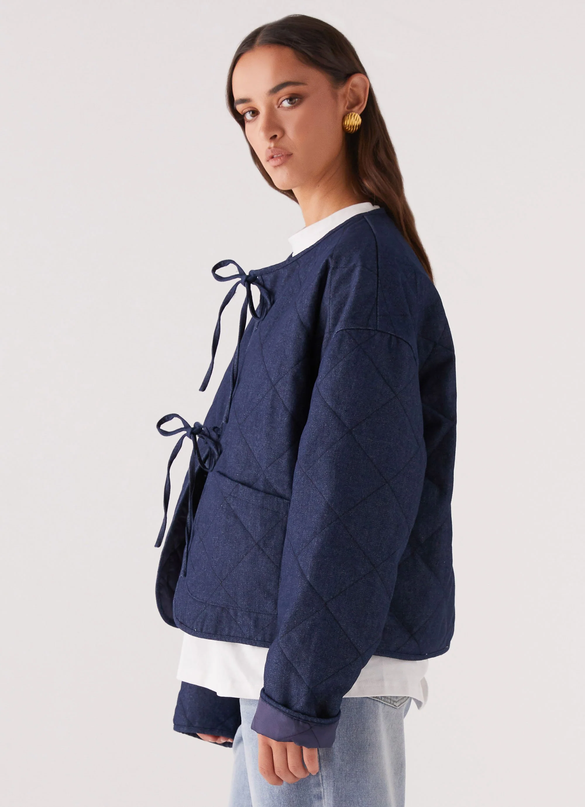 Faded Fall Quilted Jacket - Vintage Blue Wash - Image 3