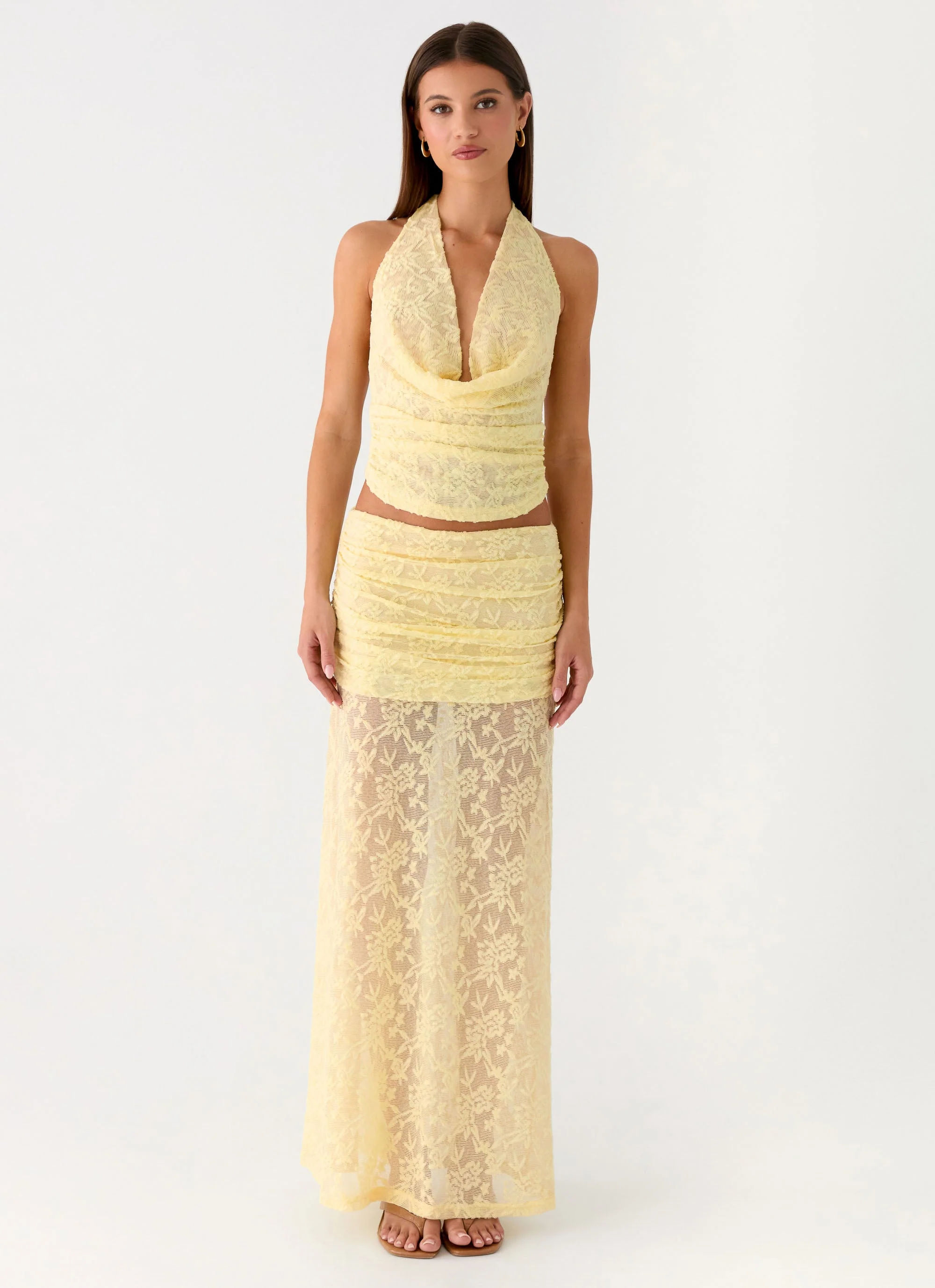 Farruko Jacquard Halter Top - Butter - Image 4