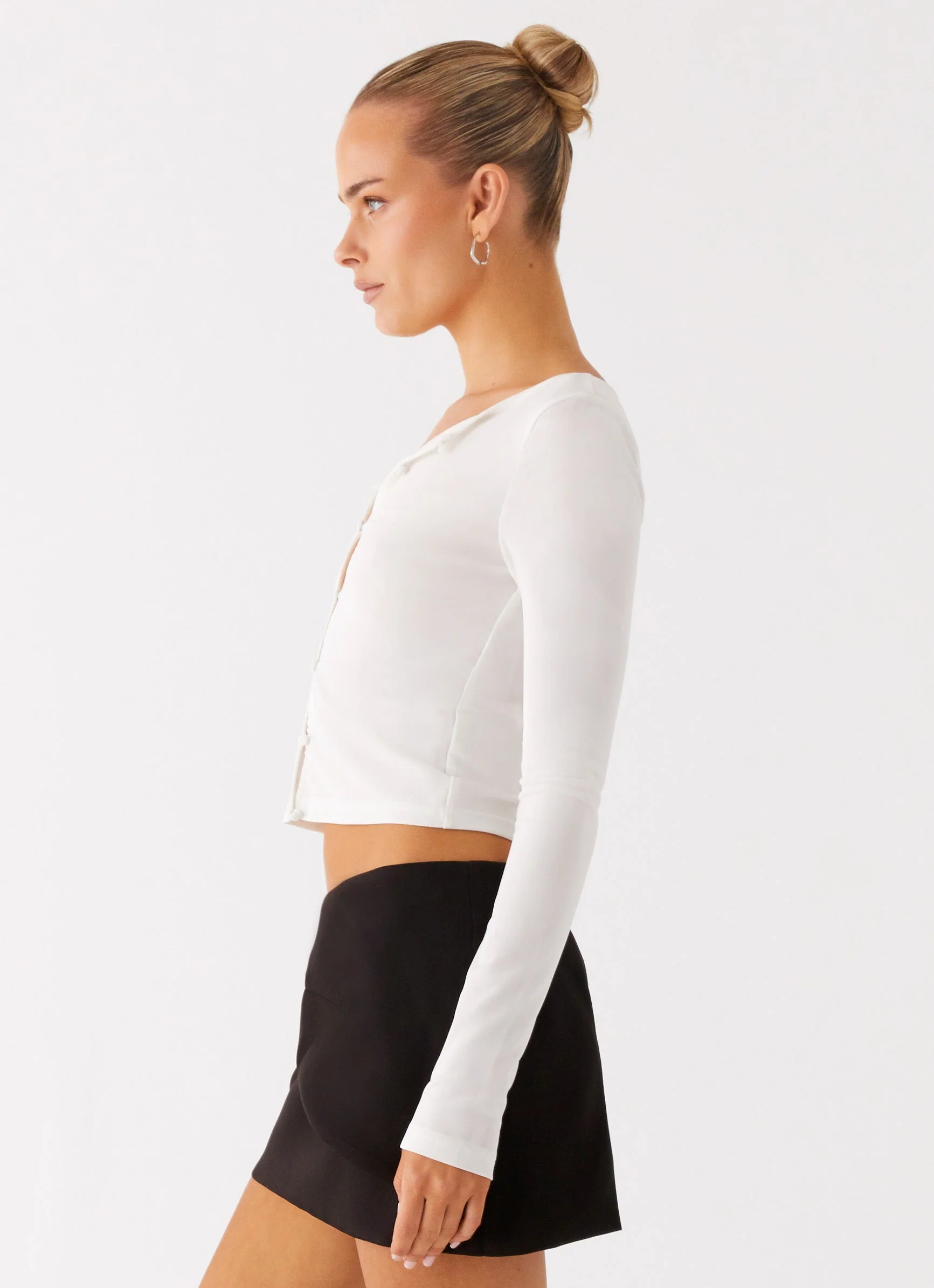 Fifth Ave Mesh Long Sleeve Top - Off White - Image 3