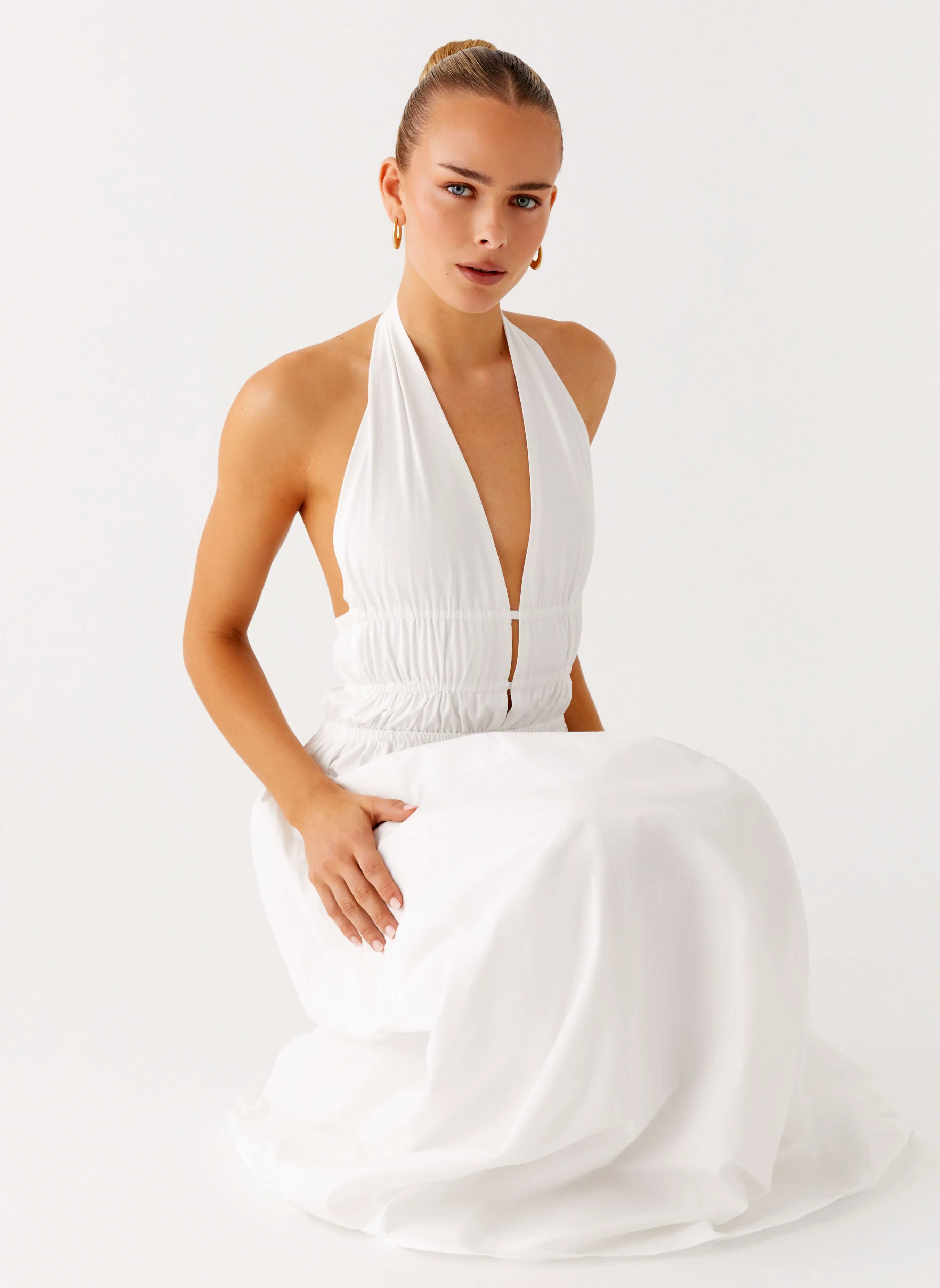 Figaro Halter Maxi Dress - White - Image 6