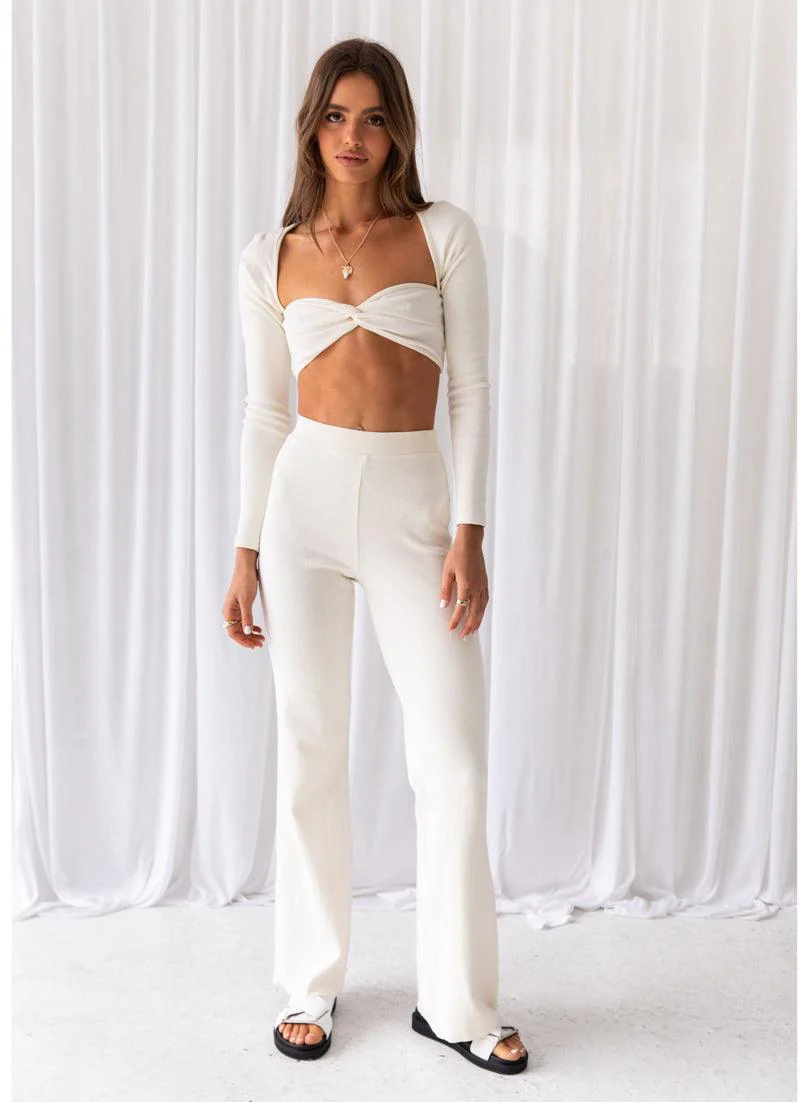 First Class Organic Cotton Rib Crop Top - Ivory - Image 4