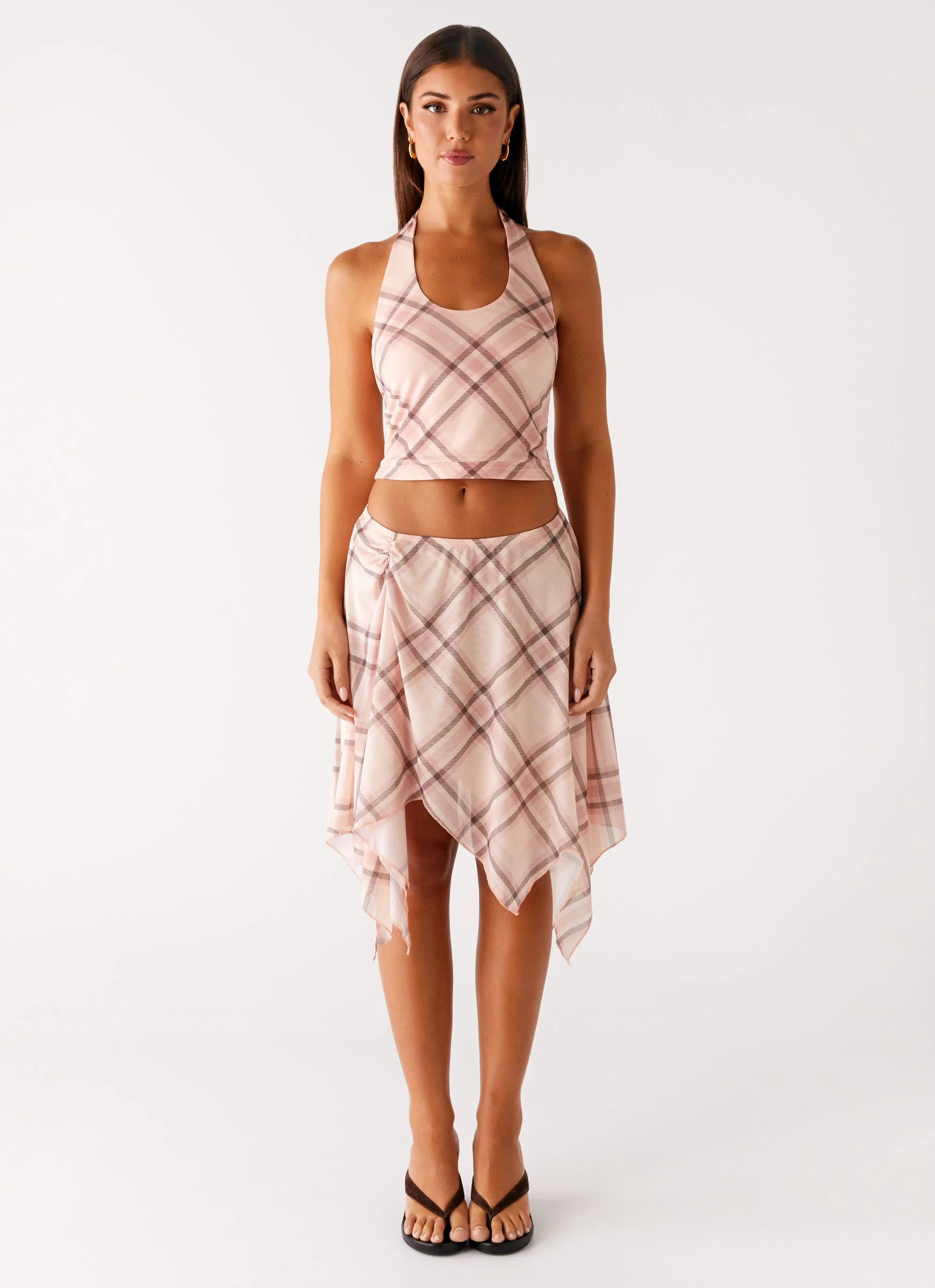 Fit Check Halter Top - Pink Check - Image 4